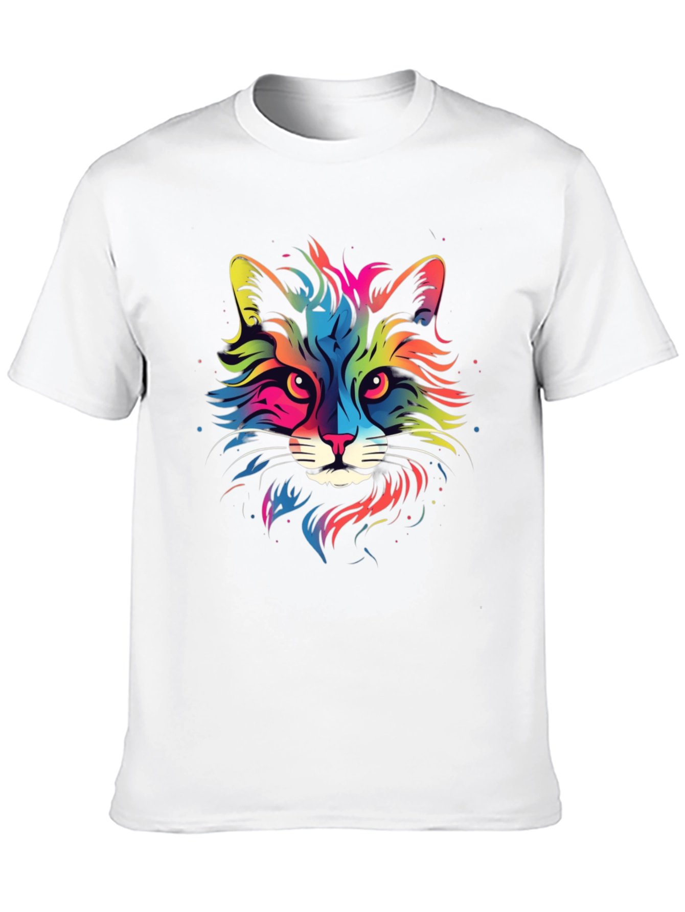 Black Colorful Cat Graphic Black T-Shirt view 10