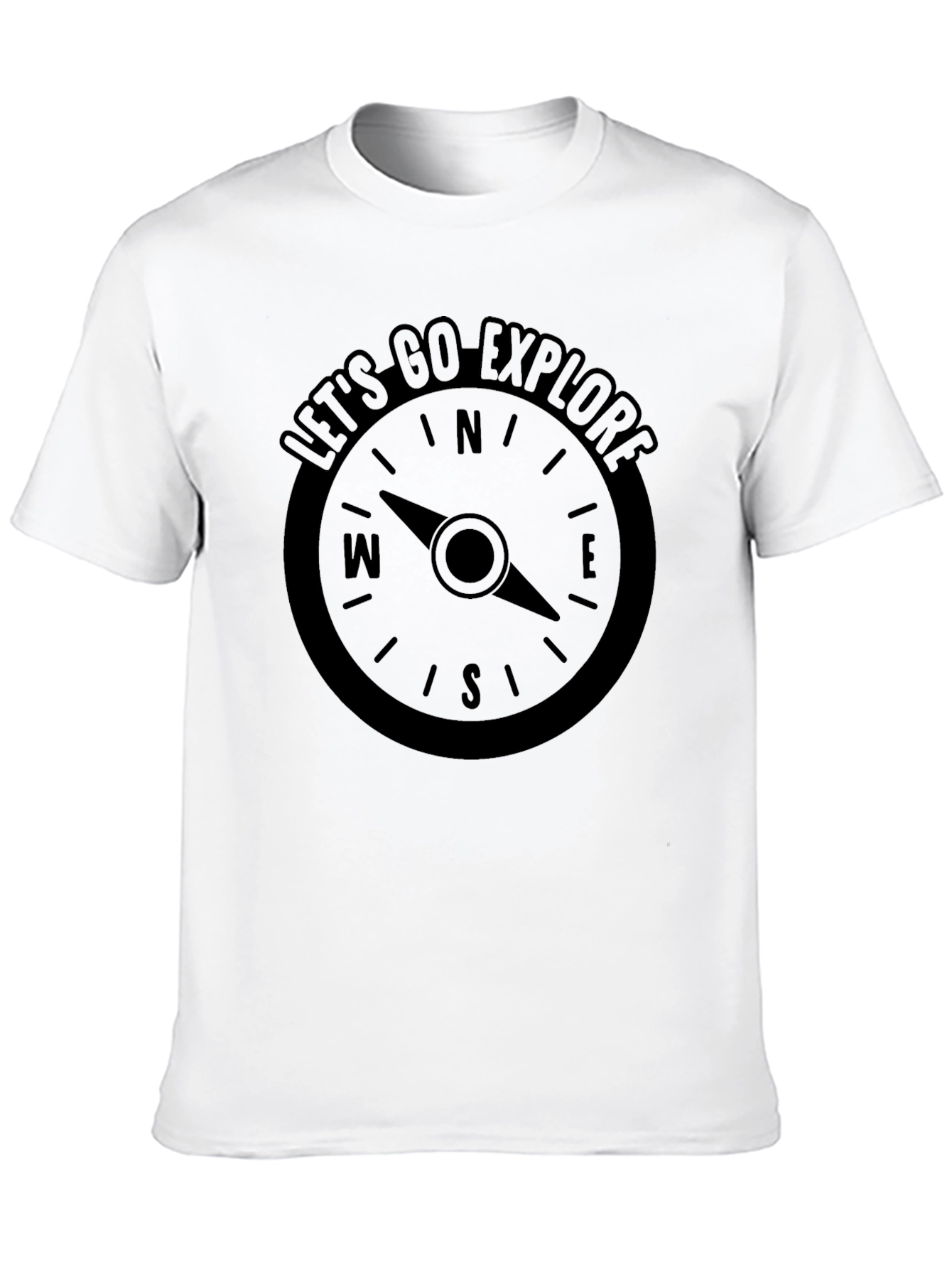 Black Let's Go Explore Compass Graphic T-Shirt view 10