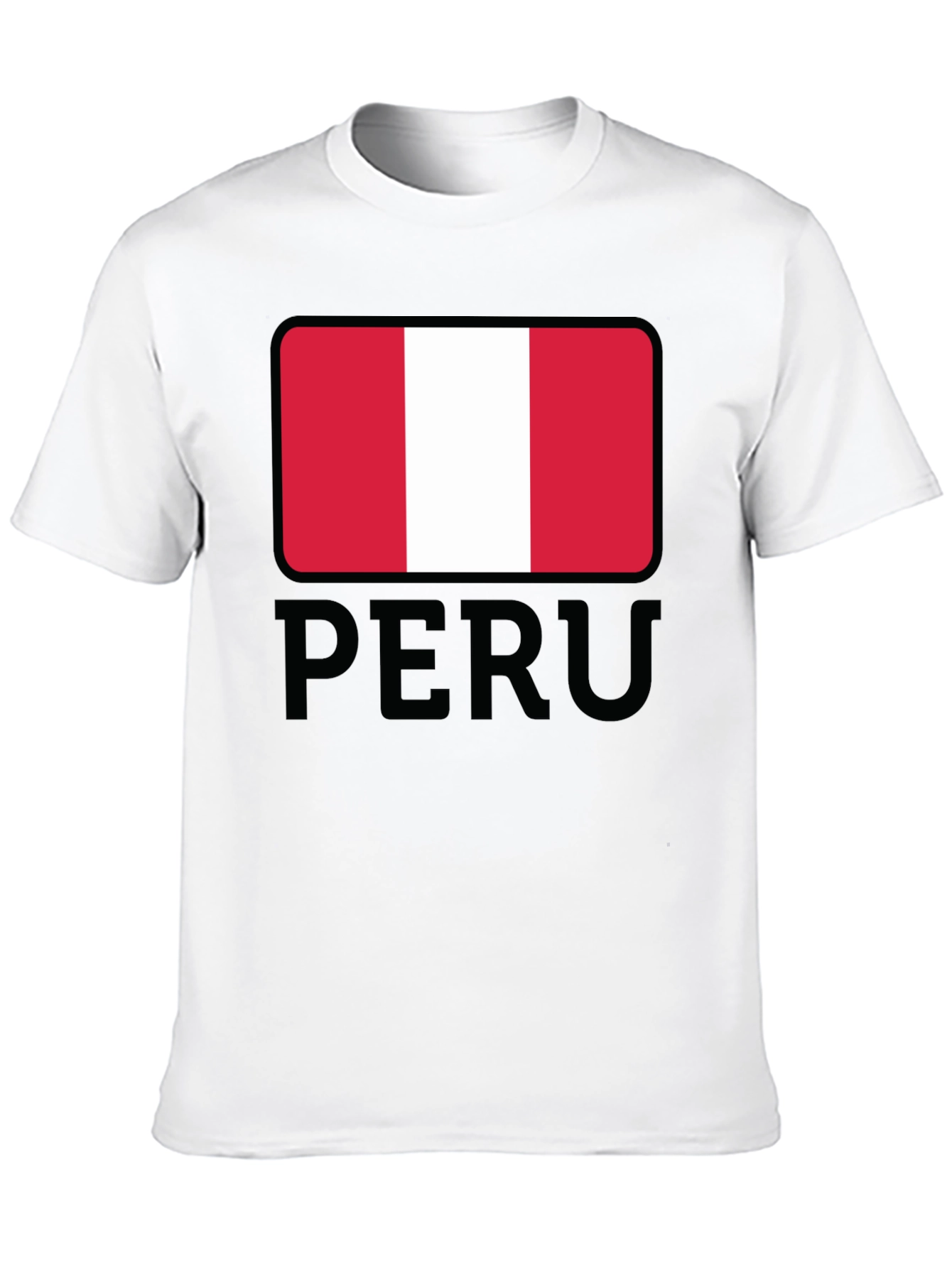 Peru Flag Graphic Tee - Black Cotton T-Shirt - 10