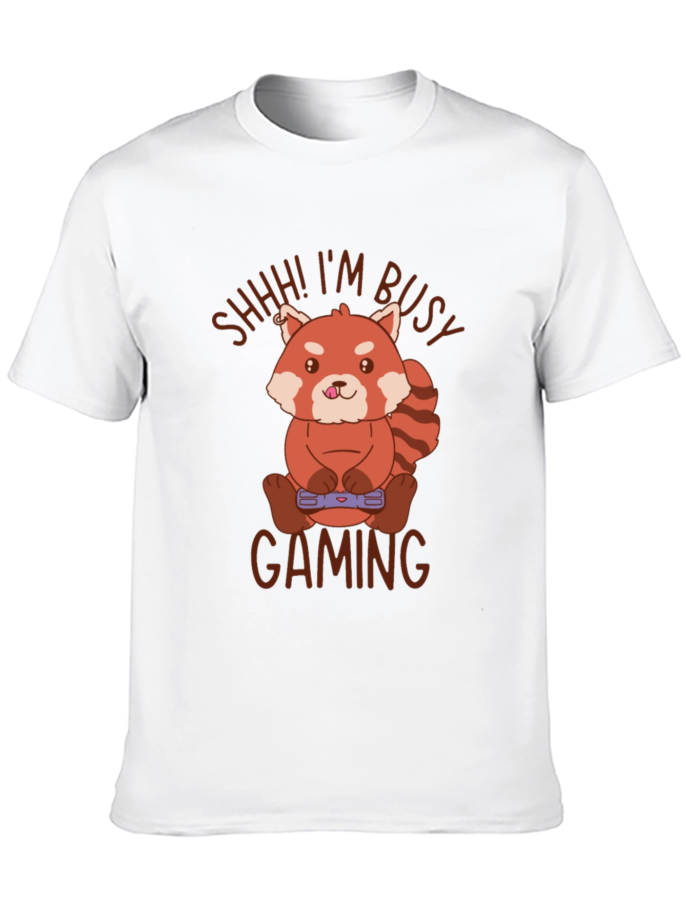 Black Gamer Red Panda T-Shirt - Shhh! I'm Busy Gaming view 10