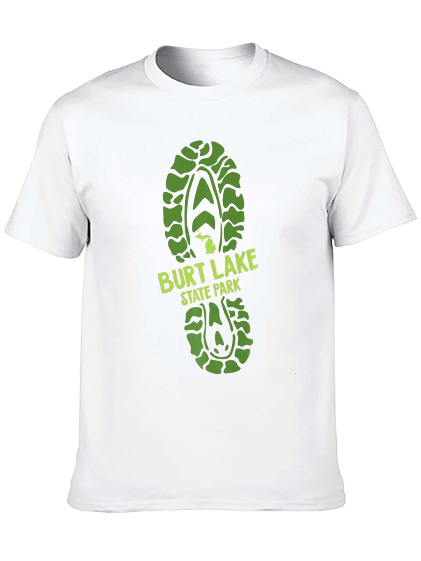 Black Burt Lake State Park Green Footprint T-Shirt view 10
