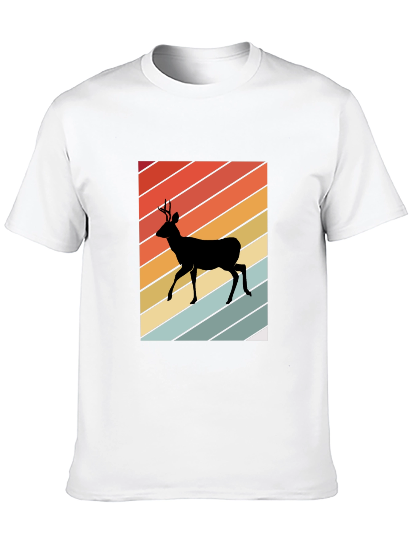 Black Retro Deer Silhouette T-Shirt view 10
