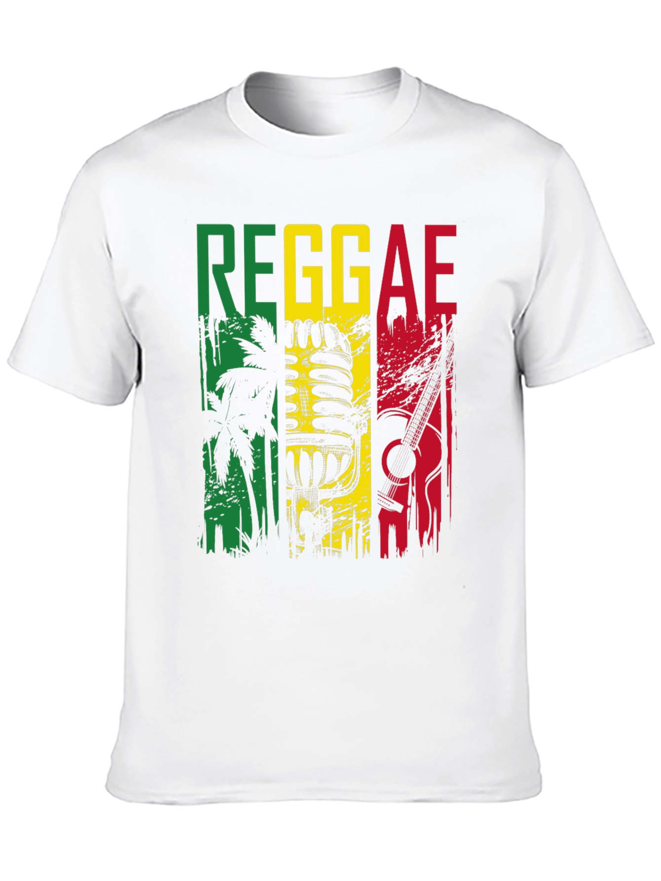 Black Reggae Music Graphic T-Shirt - Rasta Colors Design view 10