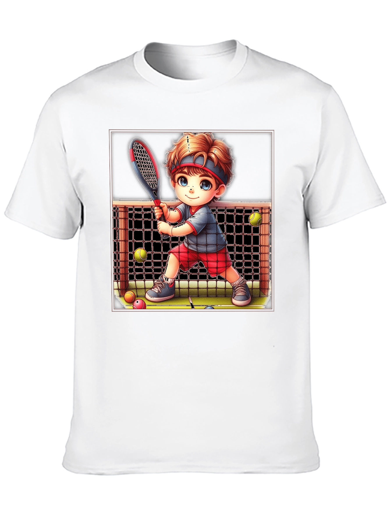 Black Tennis Kid Graphic Tee - Fun Sports T-Shirt view 10