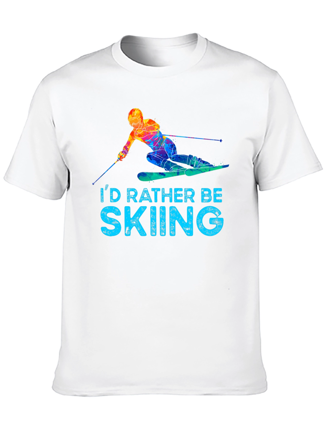 Black I'd Rather Be Skiing T-Shirt - Novelty Graphic Tee view 10