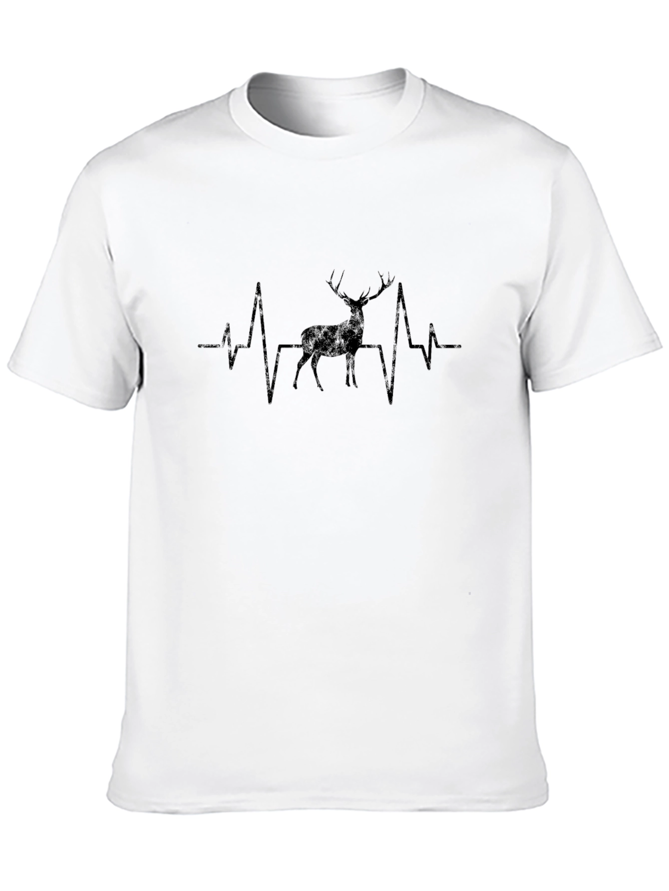 Black Deer Heartbeat Graphic Tee - Black Cotton T-Shirt view 10
