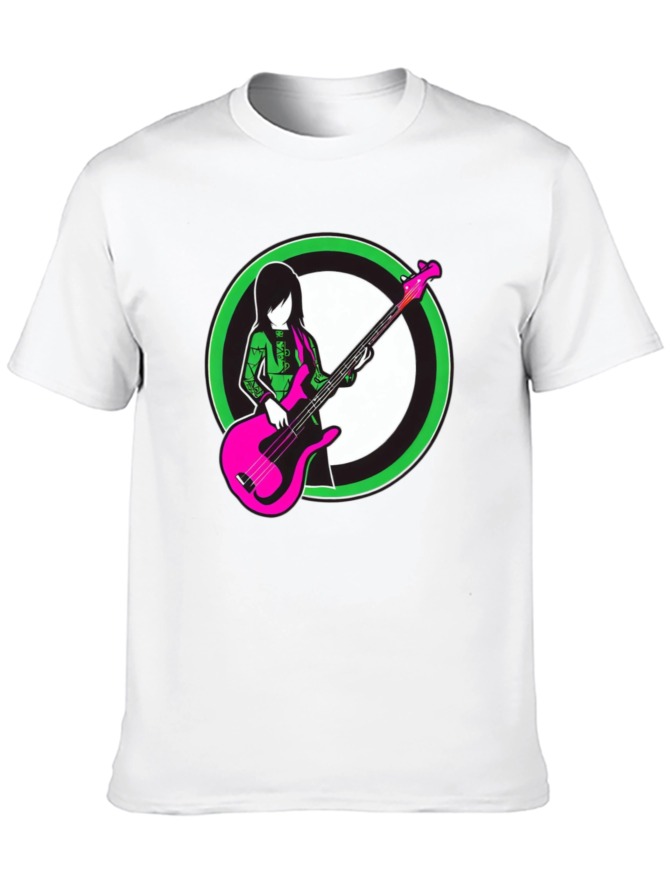 Black Cool Graphic Tee - Girl with Bass Guitar view 10