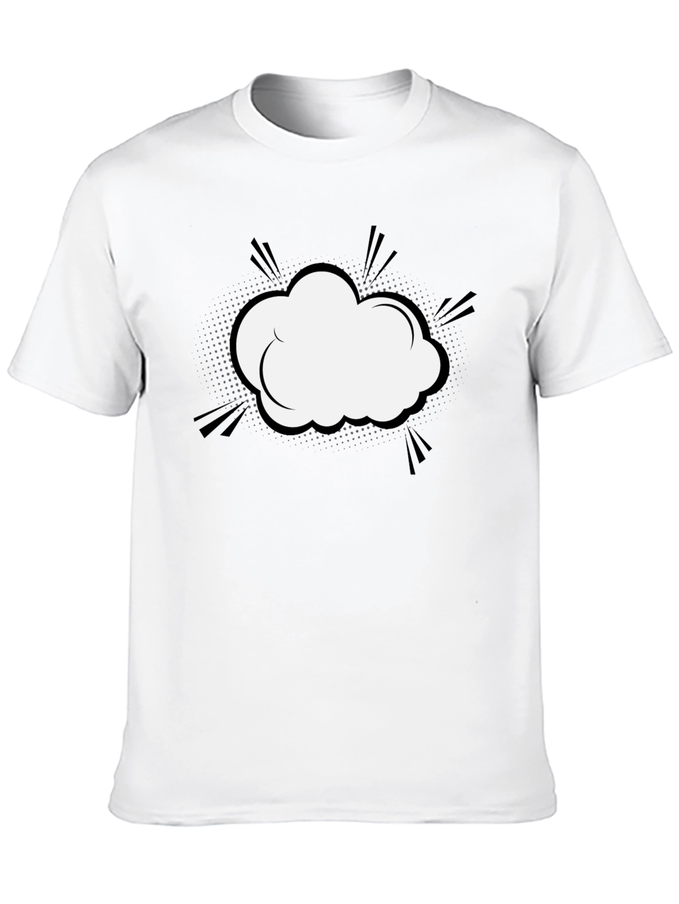 Black Men's Black T-Shirt with Comic Cloud Graphic view 10