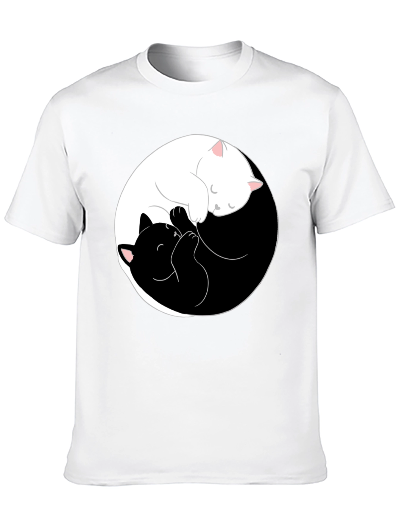 Black Yin Yang Cats T-Shirt - Black view 10