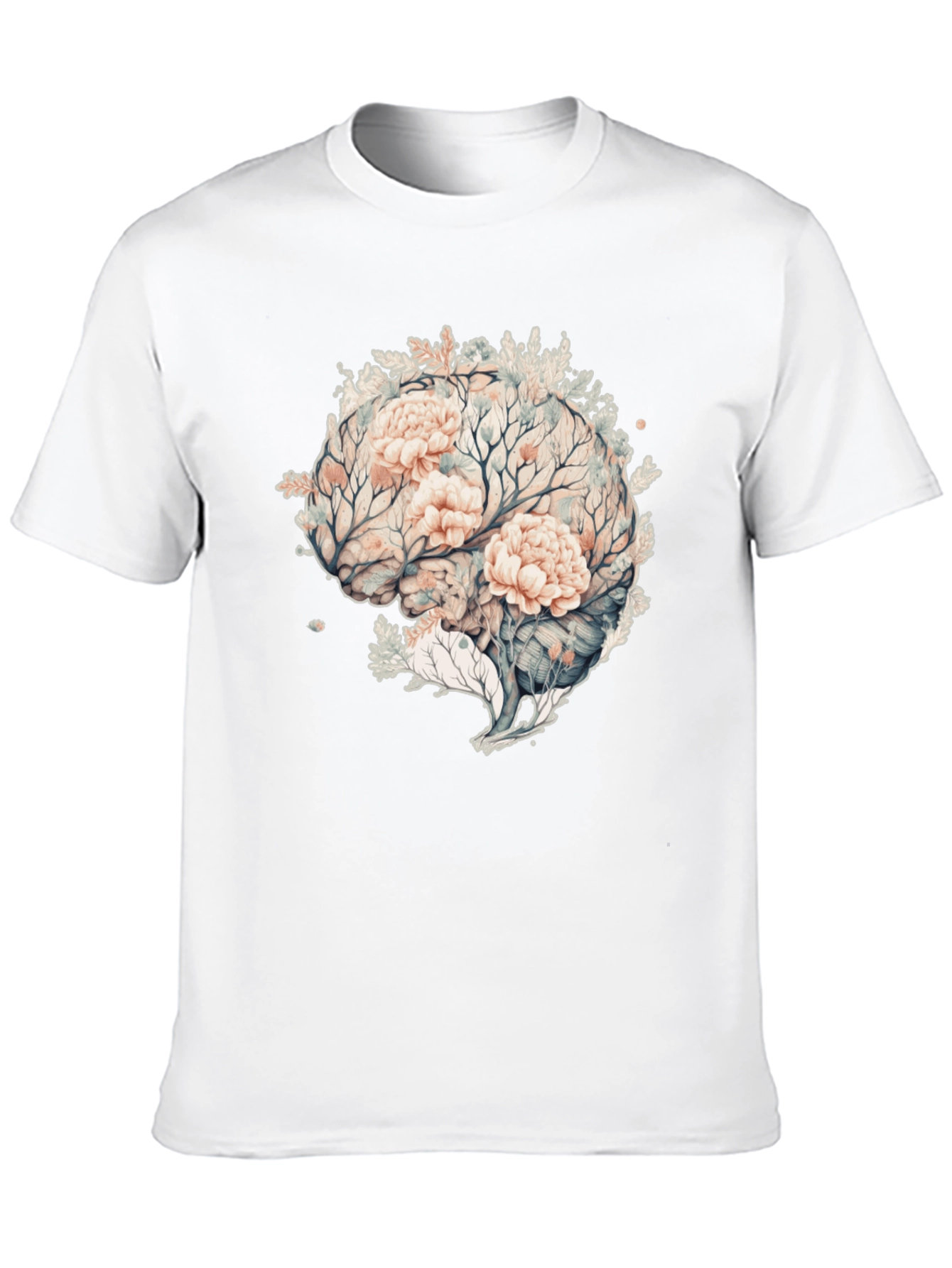 Black Floral Brain Graphic Tee - Unique Mens Black T-Shirt view 10