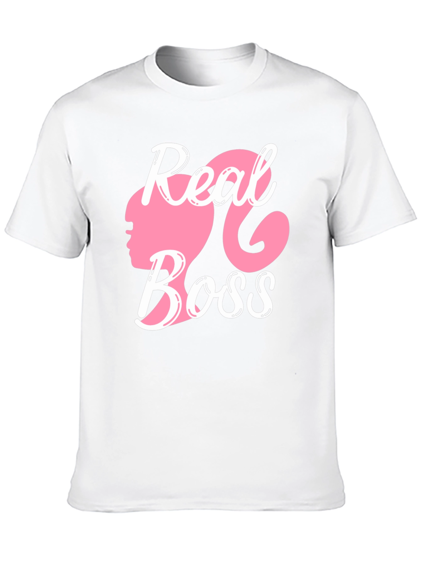 Black Real Boss T-Shirt Pink Silhouette view 10