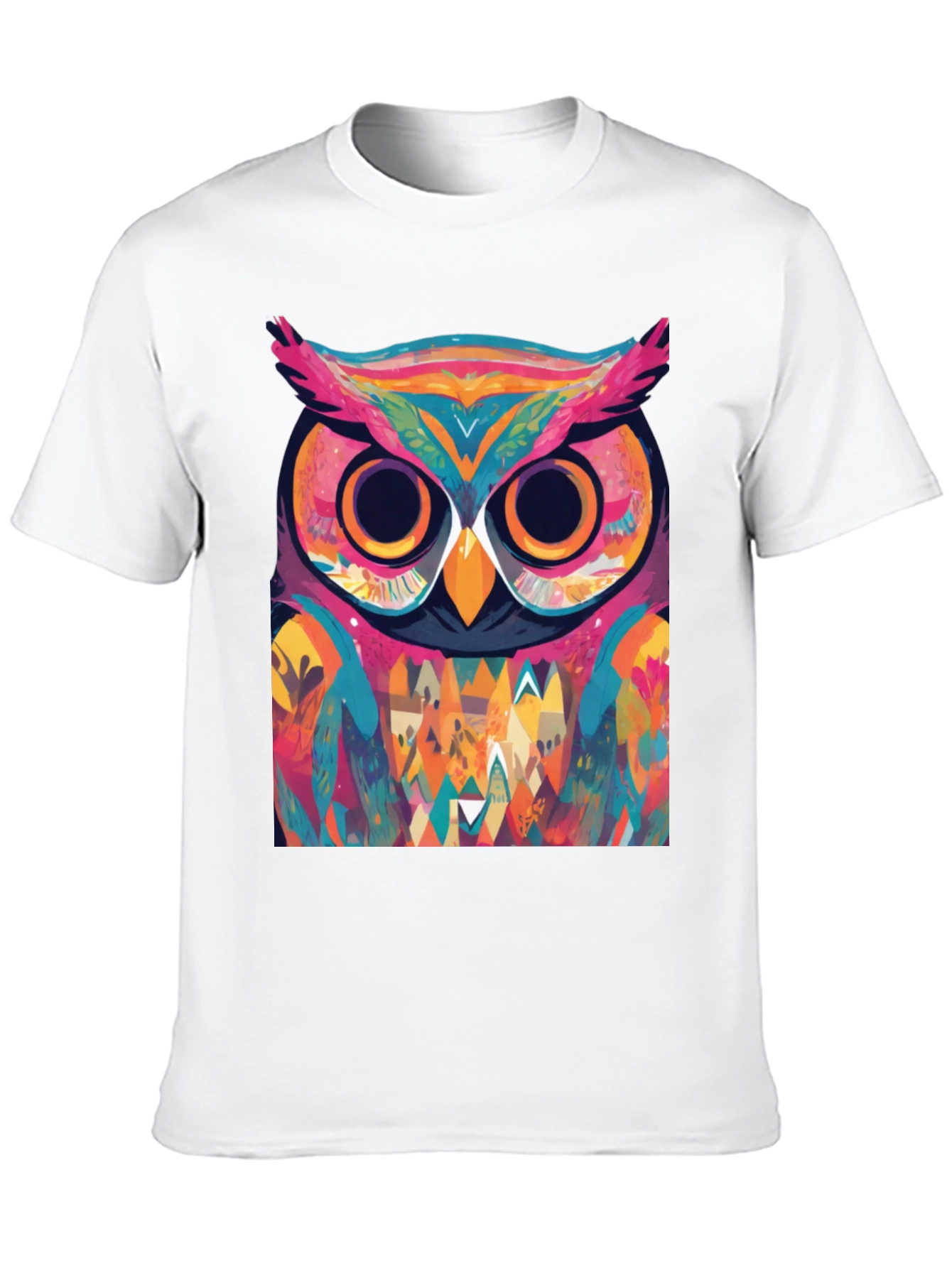 Black Abstract Owl Graphic Tee - Cool Colorful Design view 10