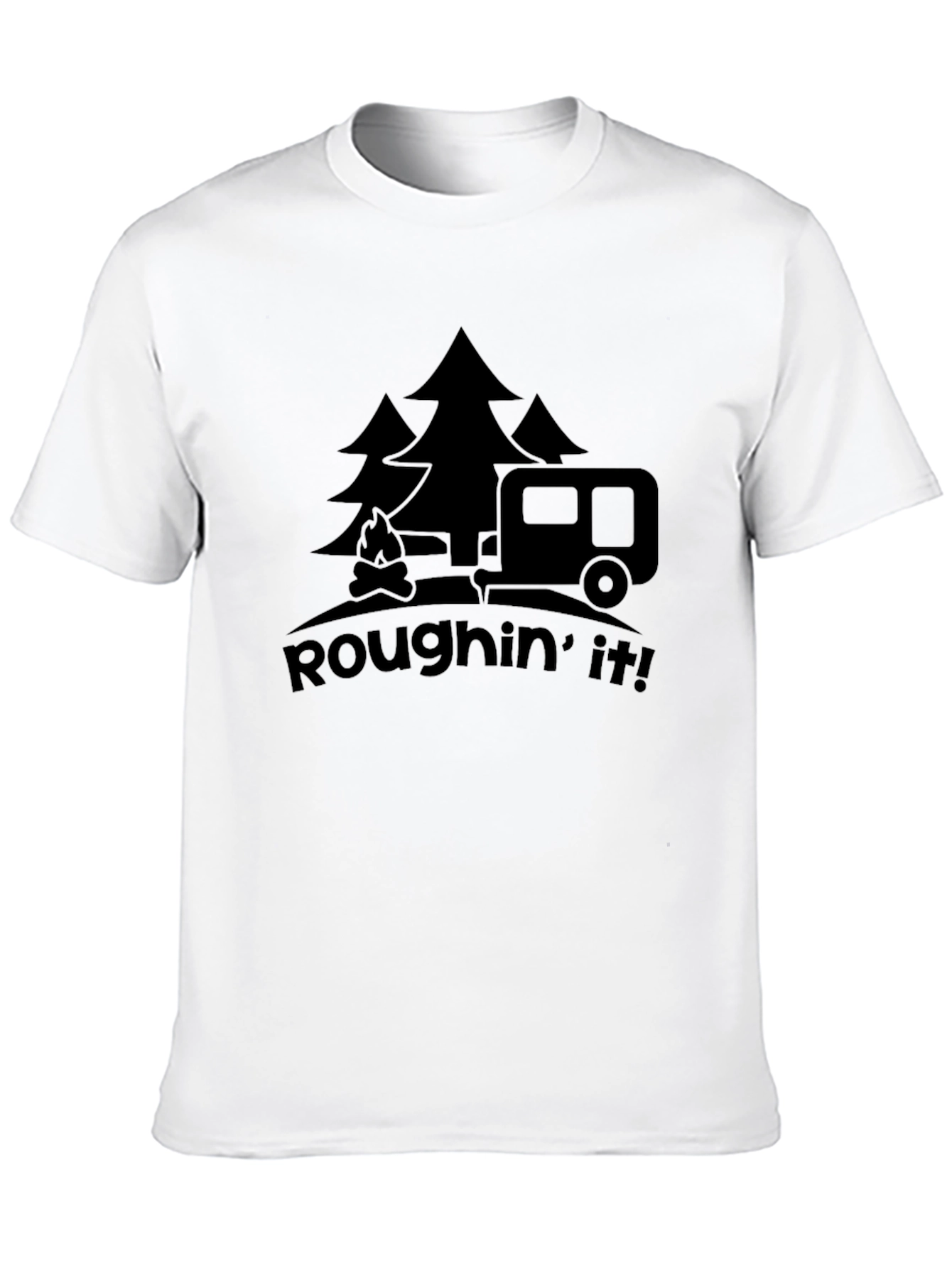 Black Roughin' It Camping T-Shirt - Outdoors Adventure Tee view 10