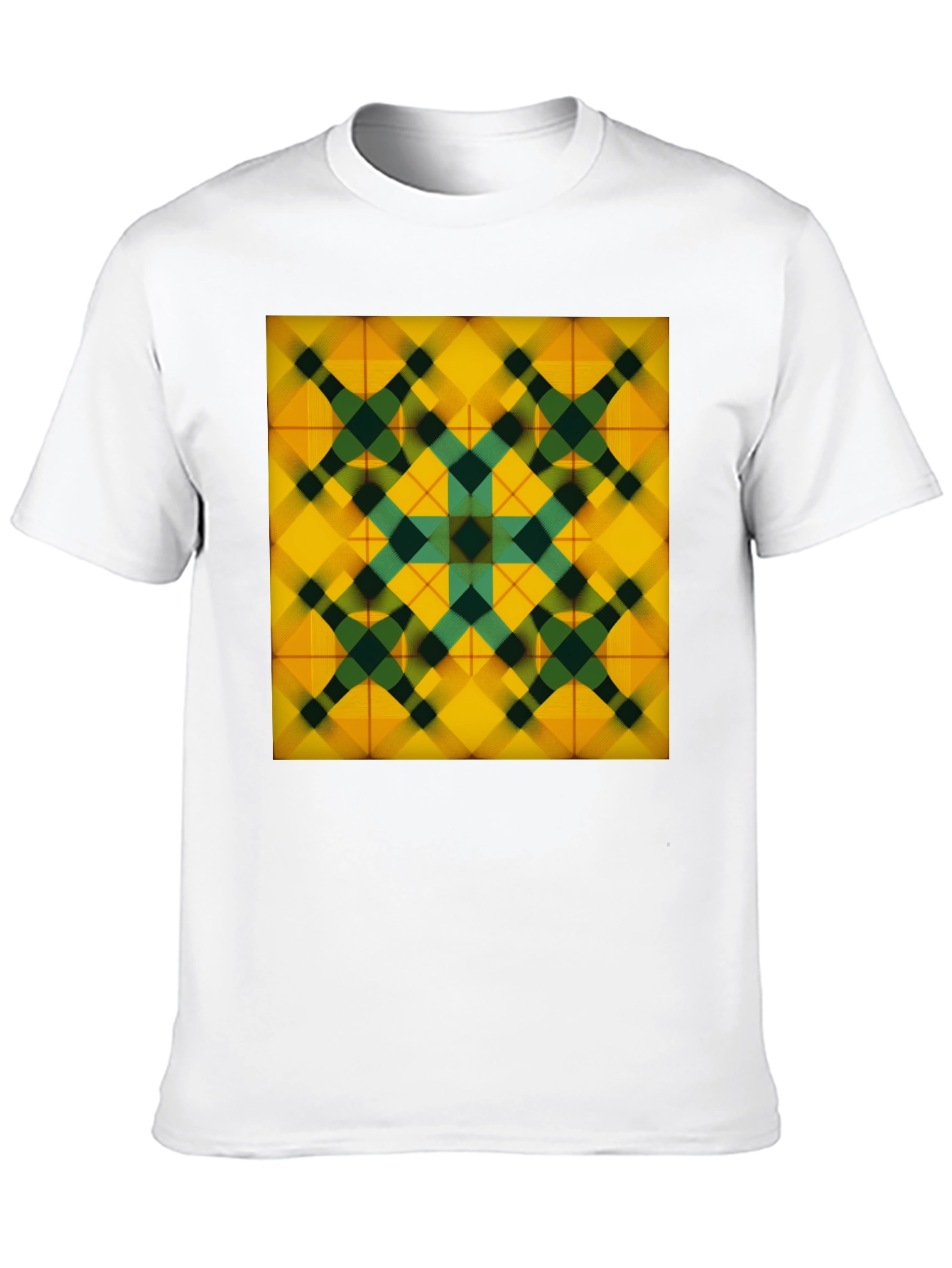 Black Geometric Plaid Tee - Stylish Graphic Print view 10
