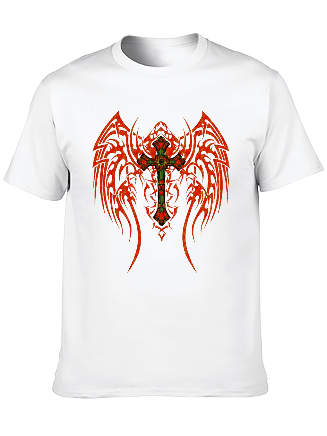 Black Tribal Winged Cross Graphic T-Shirt view 10