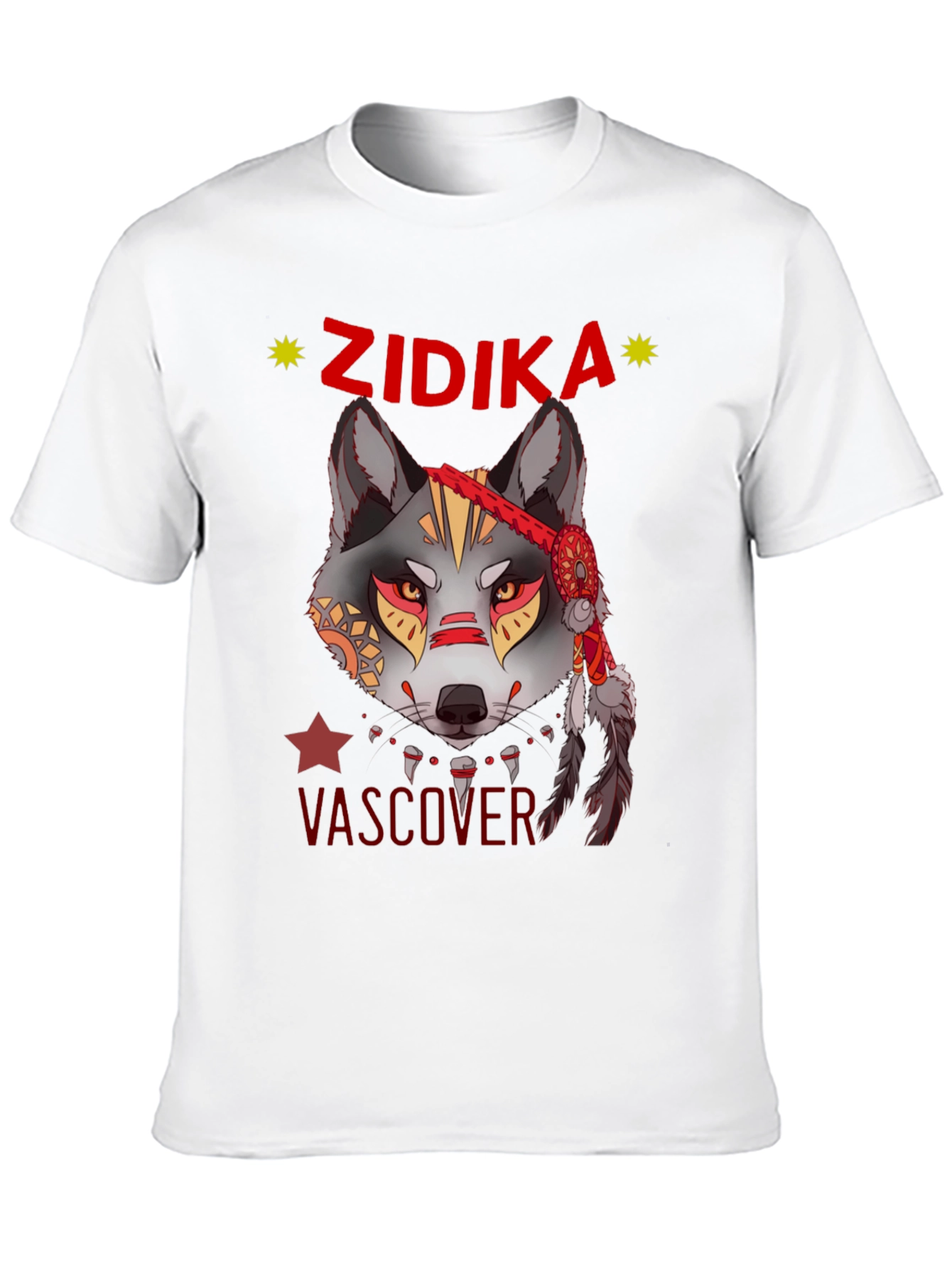 Black Wolf Graphic Print T-Shirt - Zidika Vascover Design view 10