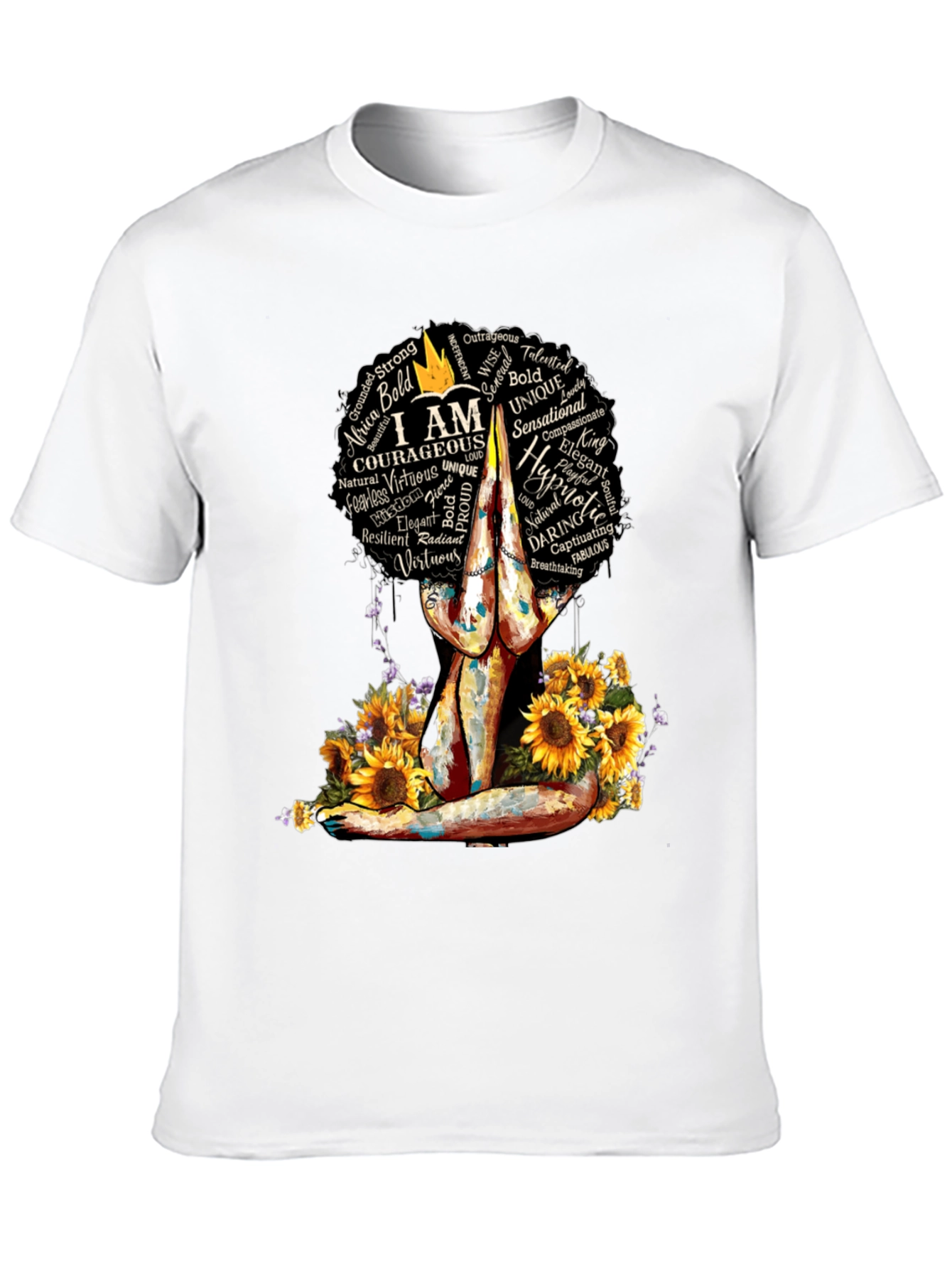 Black Empowered Woman T-Shirt Sunflower Yoga Afro Tee view 10