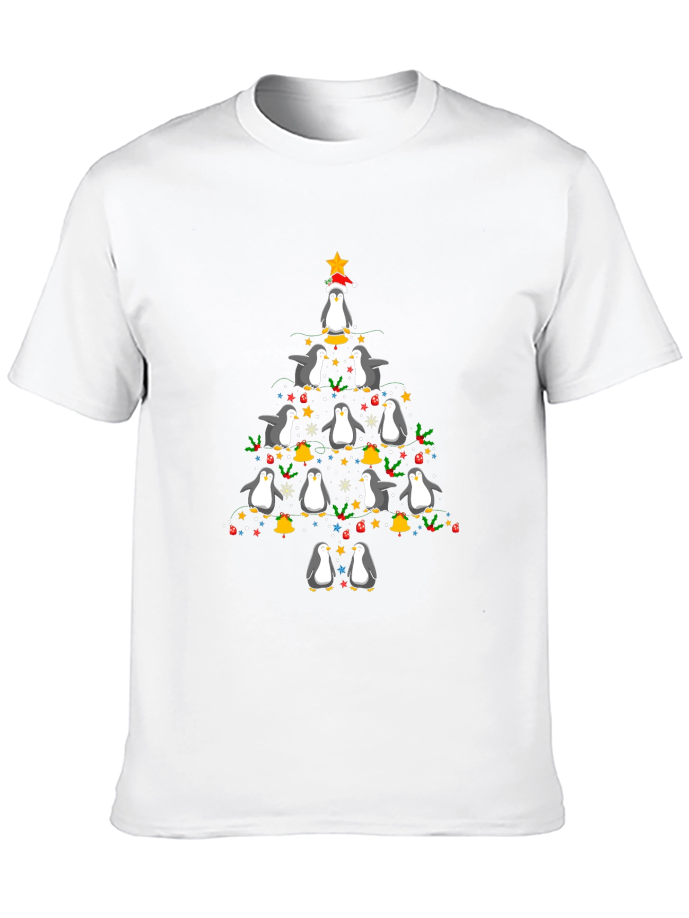 Black Penguin Christmas Tree T-Shirt Holiday Cheer view 10