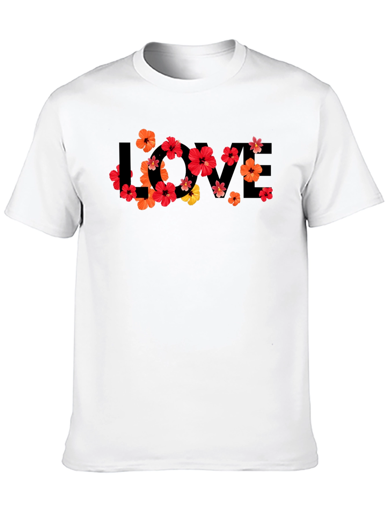 Black Floral LOVE Graphic Tee - Men's Black T-Shirt view 10