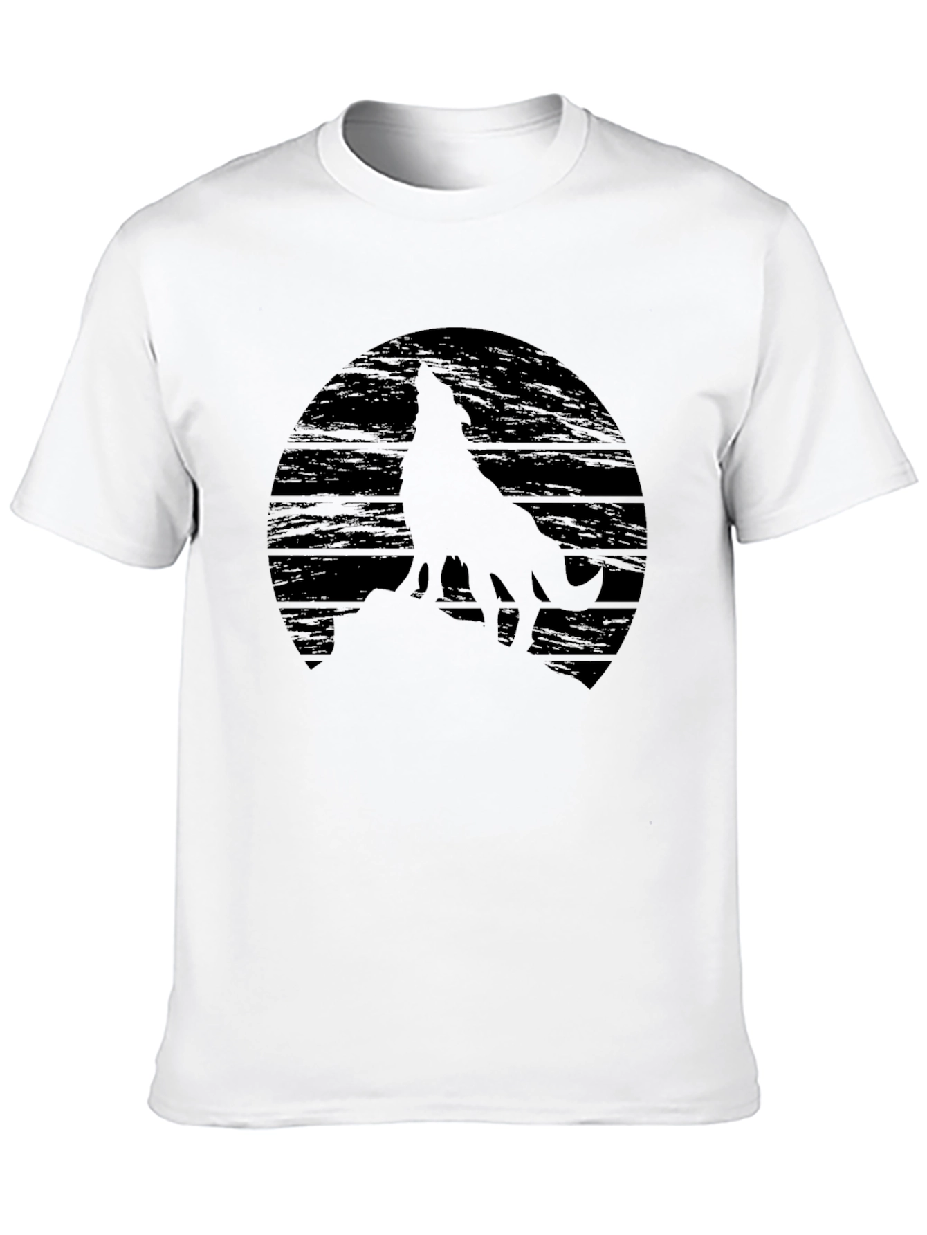 Black Wolf Silhouette Graphic Black T-Shirt view 10