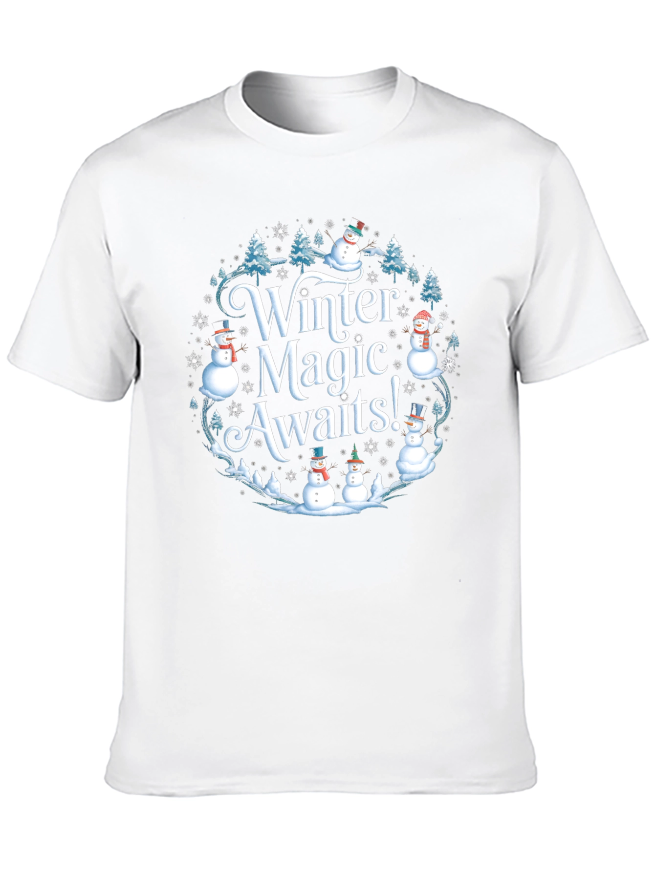 Black Winter Magic Snowman Holiday T-Shirt view 10