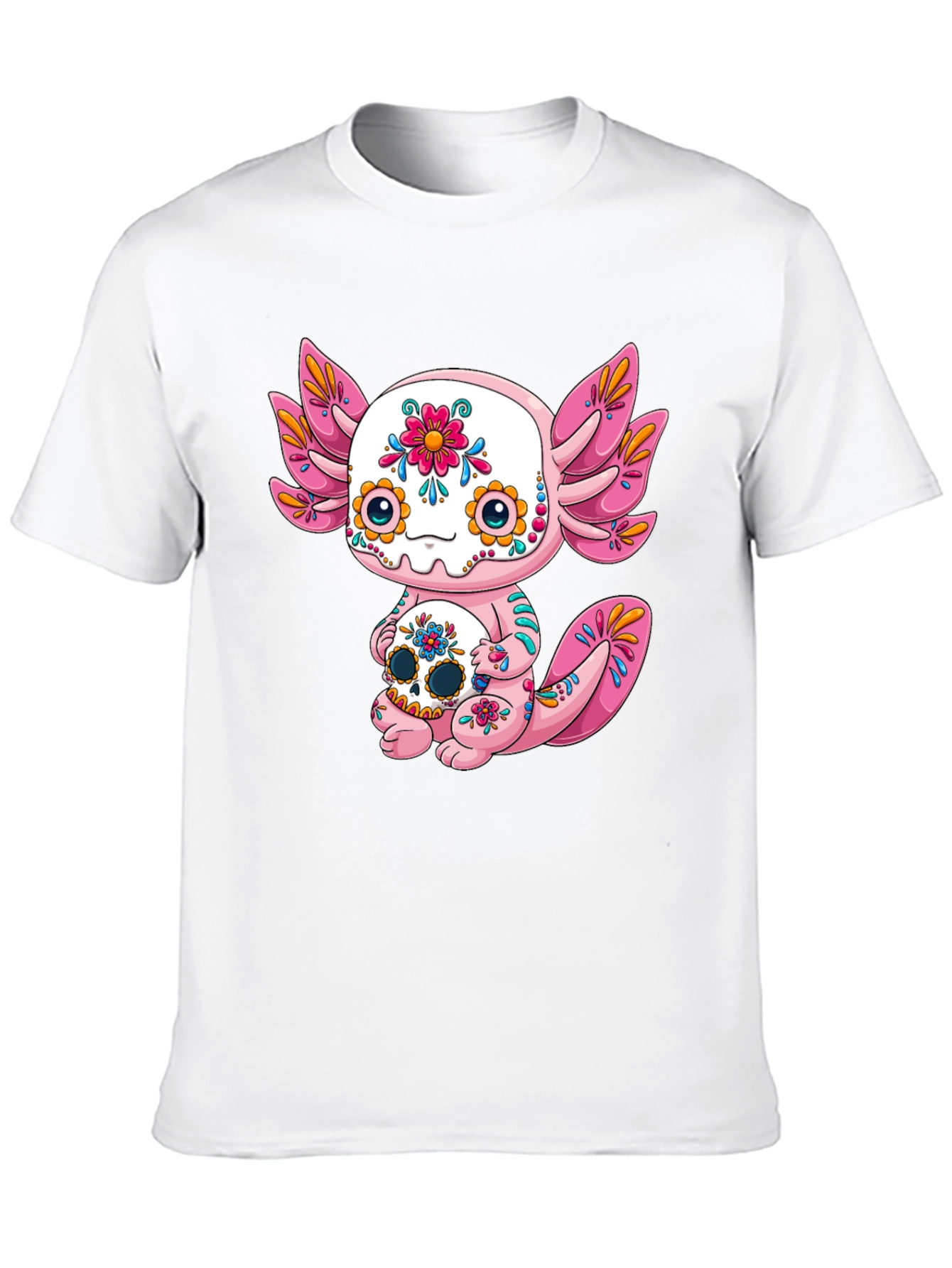 Black Axolotl Sugar Skull Graphic Tee view 10