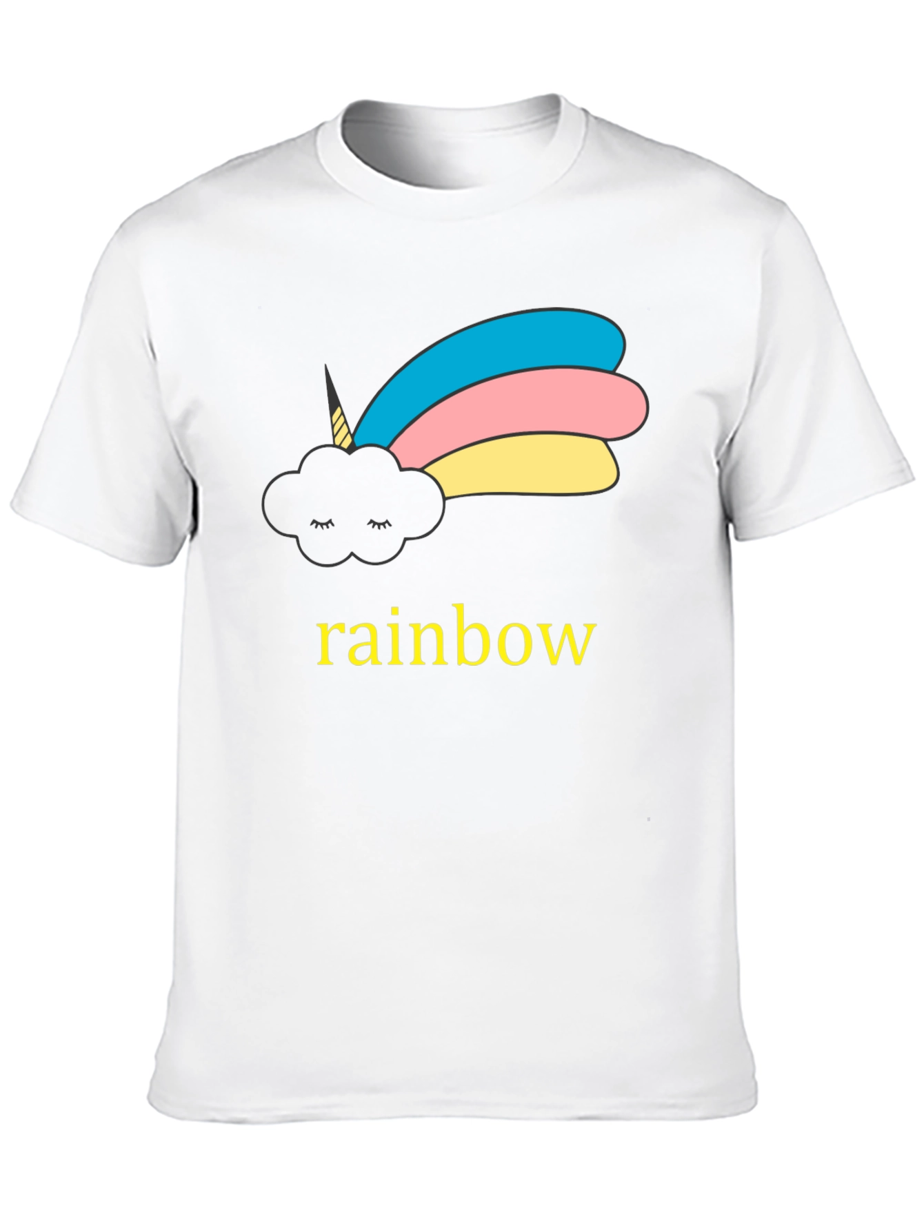 Black Unicorn Cloud Rainbow Graphic Black T-Shirt view 10