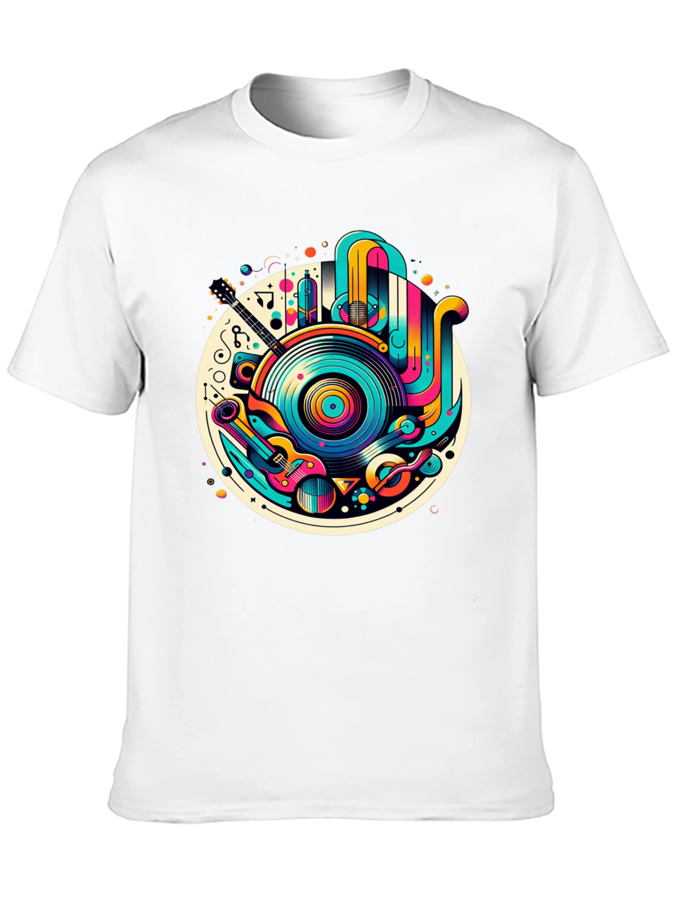 Black Retro Music Graphic T-Shirt - Colorful Vinyl Record Tee view 10