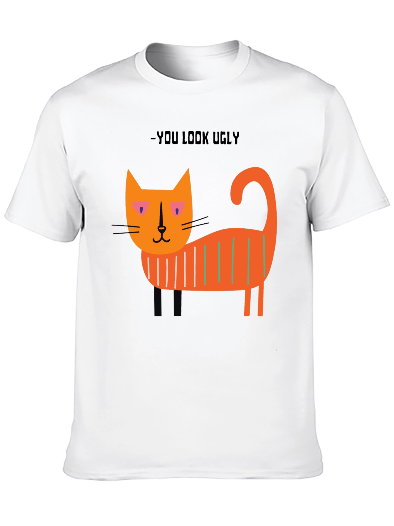 Black Ugly Cat Graphic T-Shirt - Black view 10