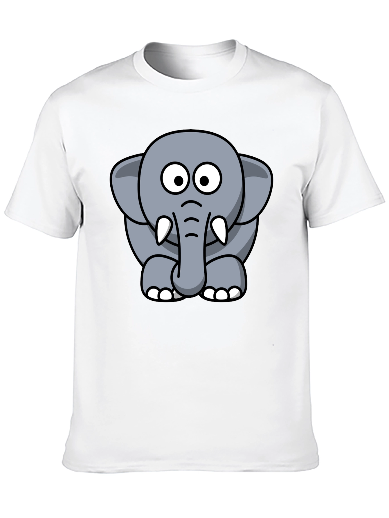 Black Cartoon Elephant Graphic Tee - Black Cotton T-Shirt view 10