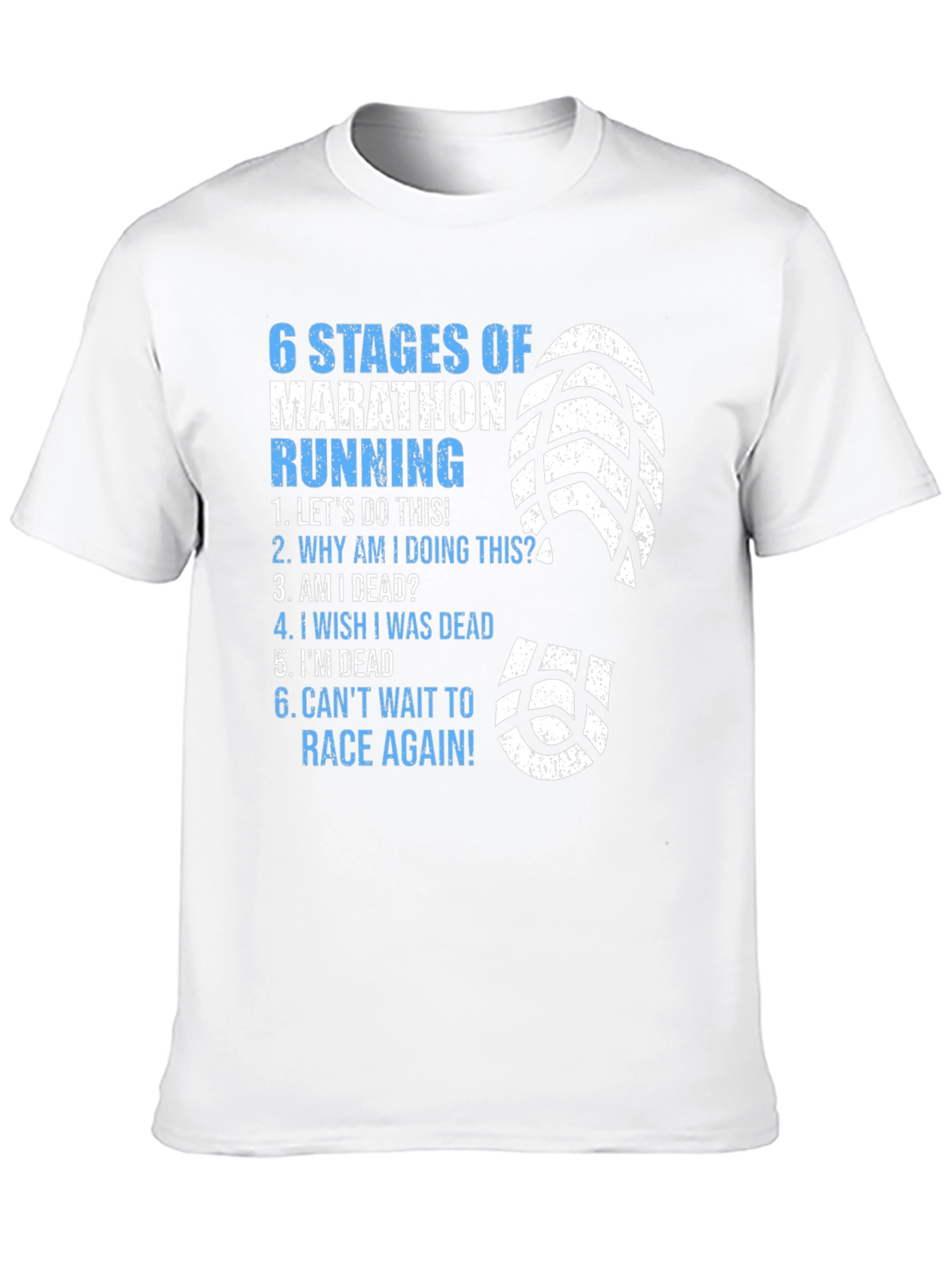 Black 6 Stages of Marathon Running T-Shirt view 10
