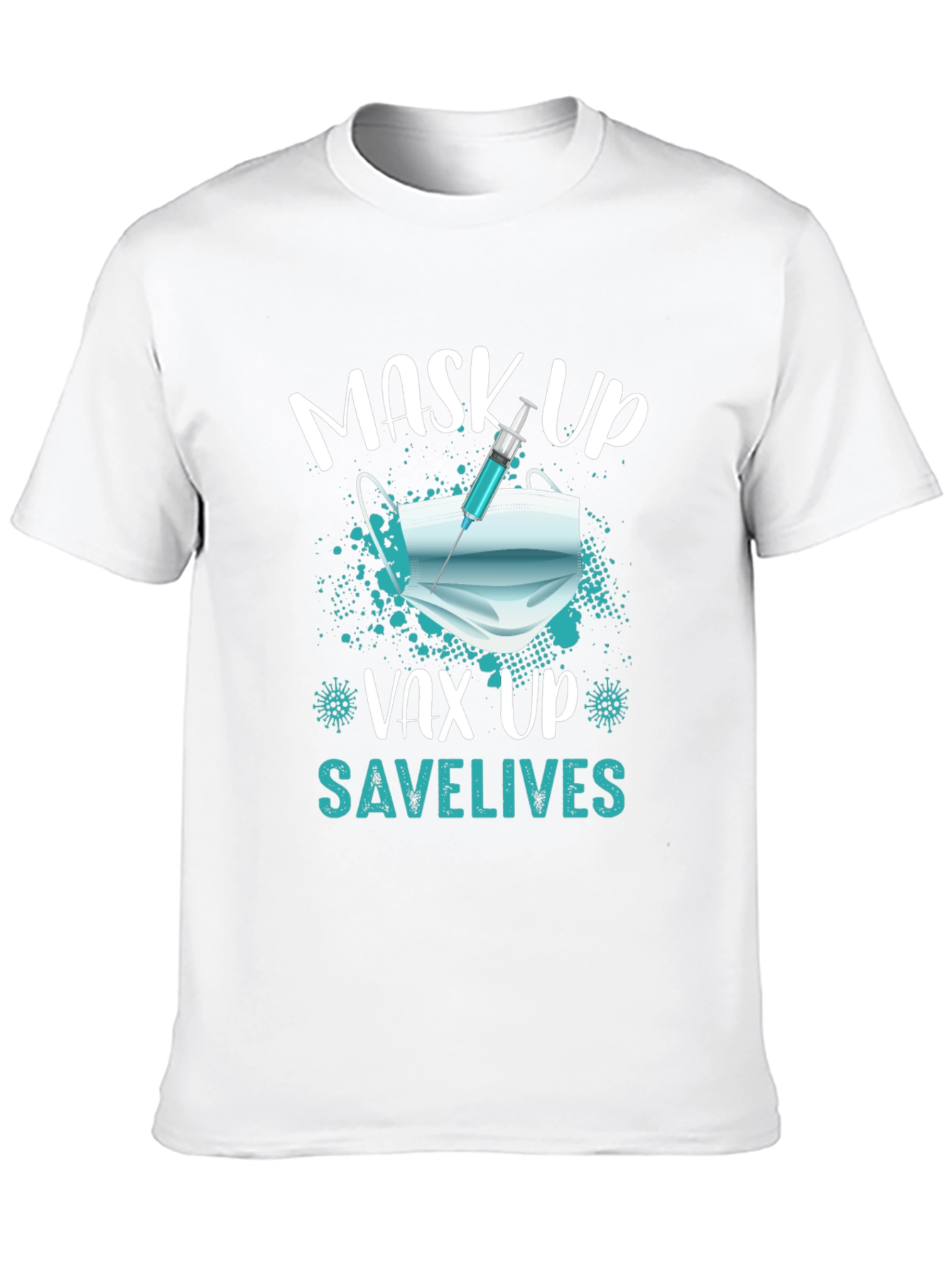 Black Mask Up, Vax Up, Save Lives T-Shirt view 10