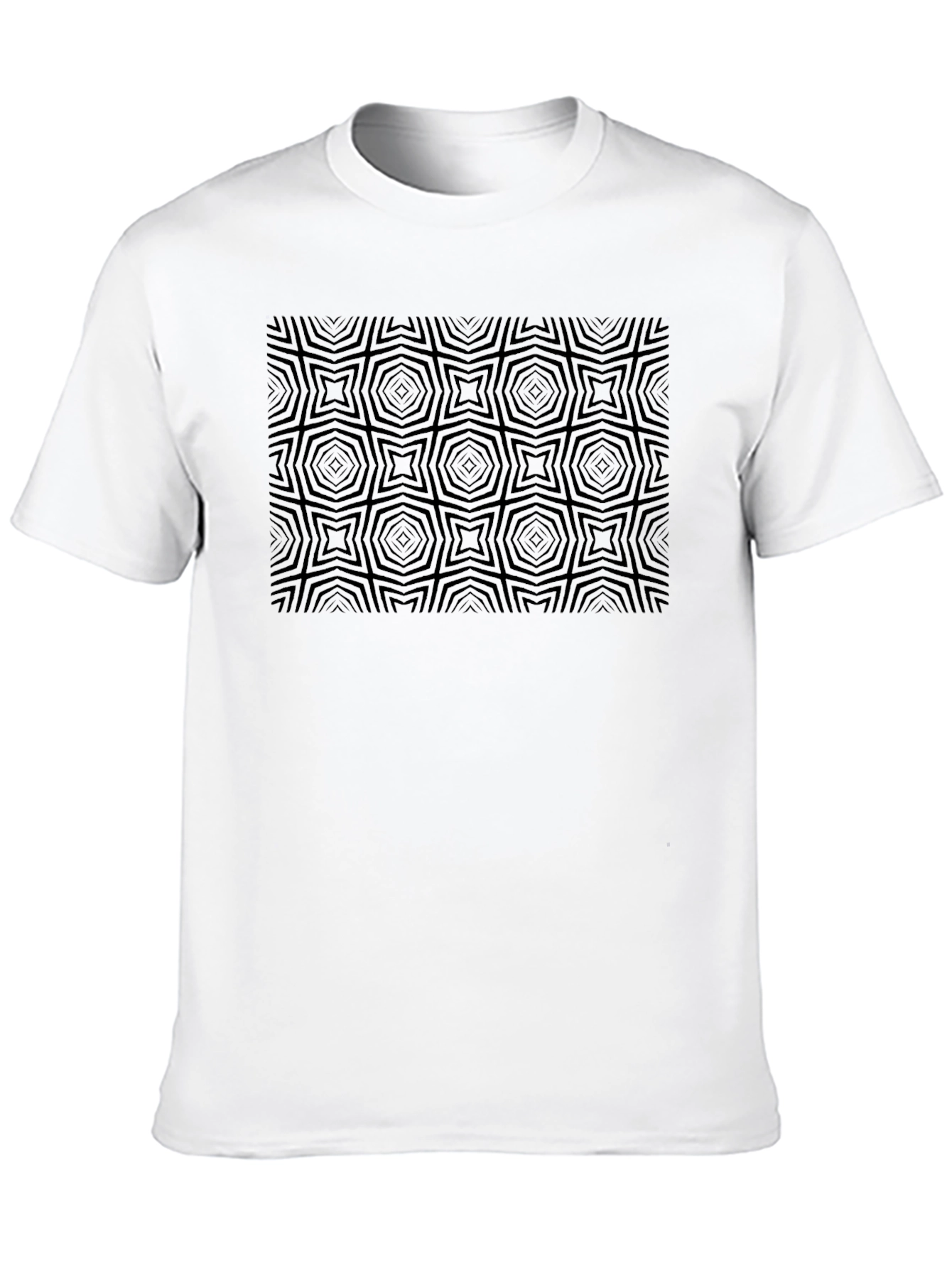 Black Geometric Illusion Tee - Modern Black Graphic T-Shirt view 10
