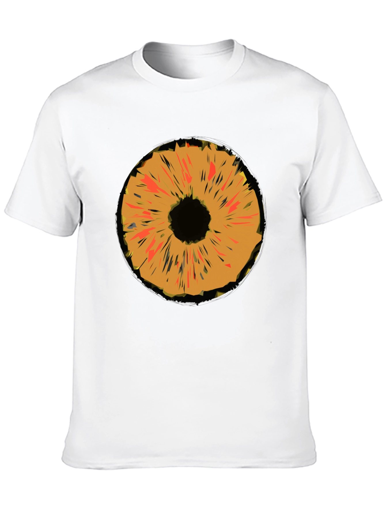 Black Abstract Orange Iris Graphic Black T-Shirt view 10