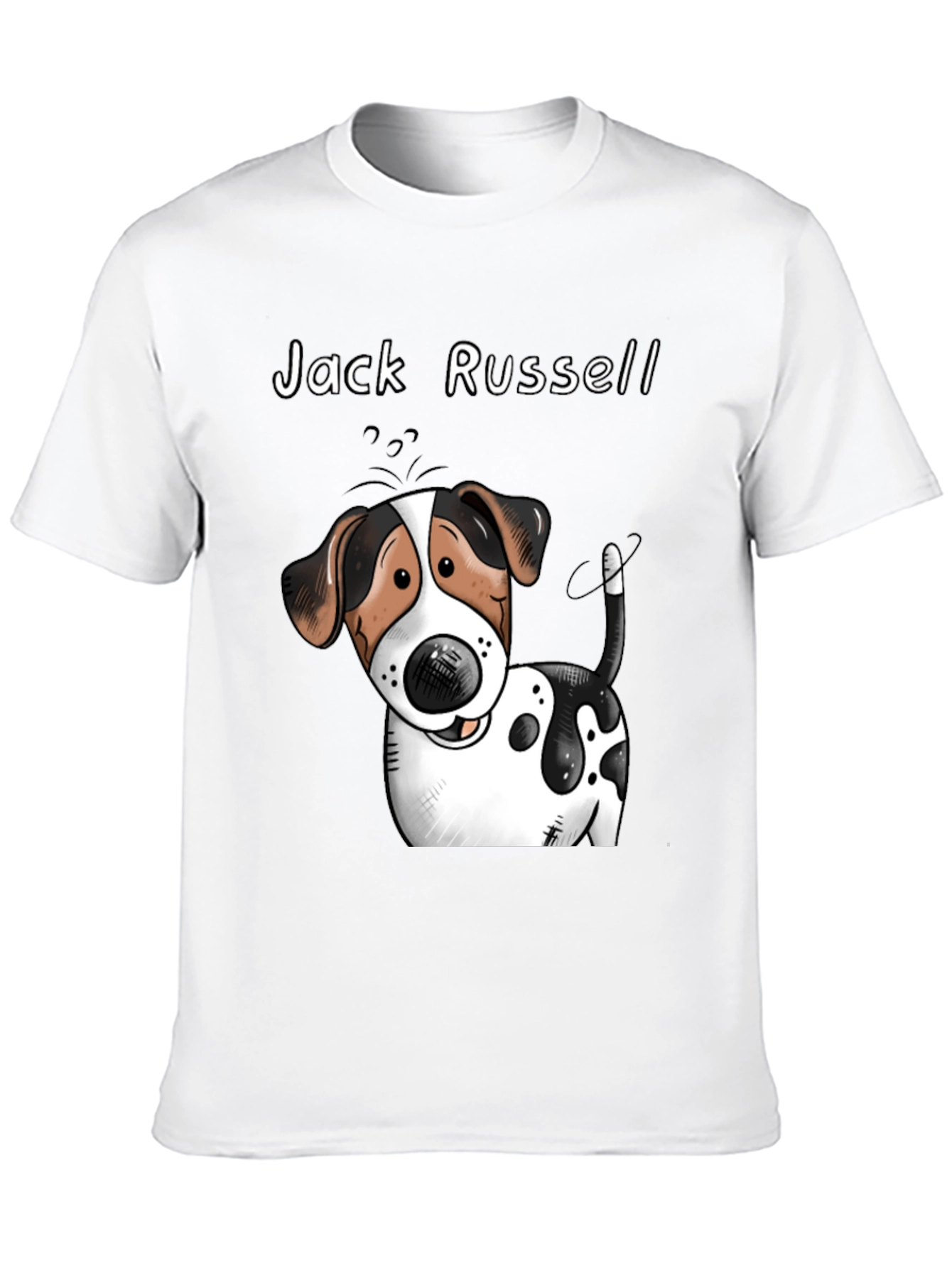Black Jack Russell Dog Cartoon Graphic T-Shirt view 10