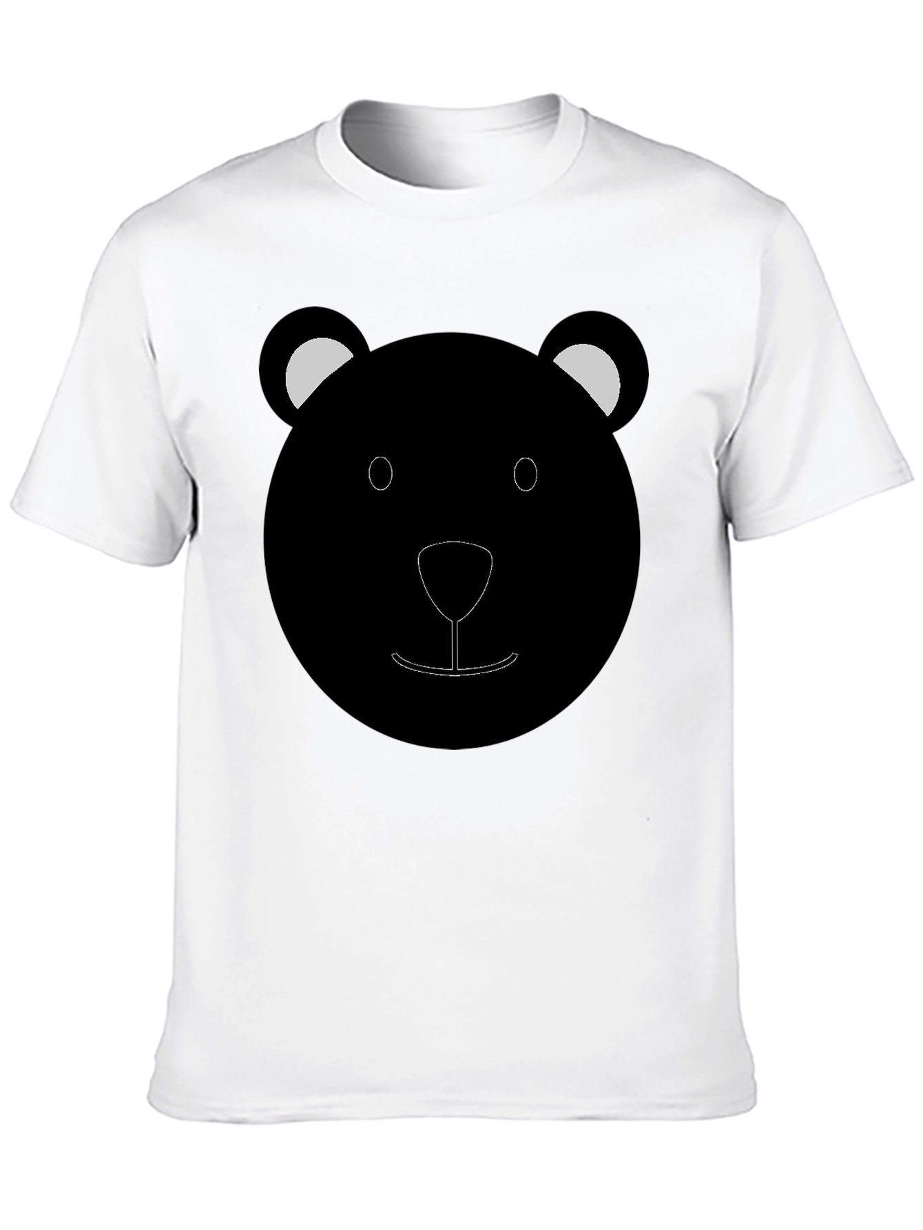 Black Cute Bear Face Graphic T-Shirt - Black view 10