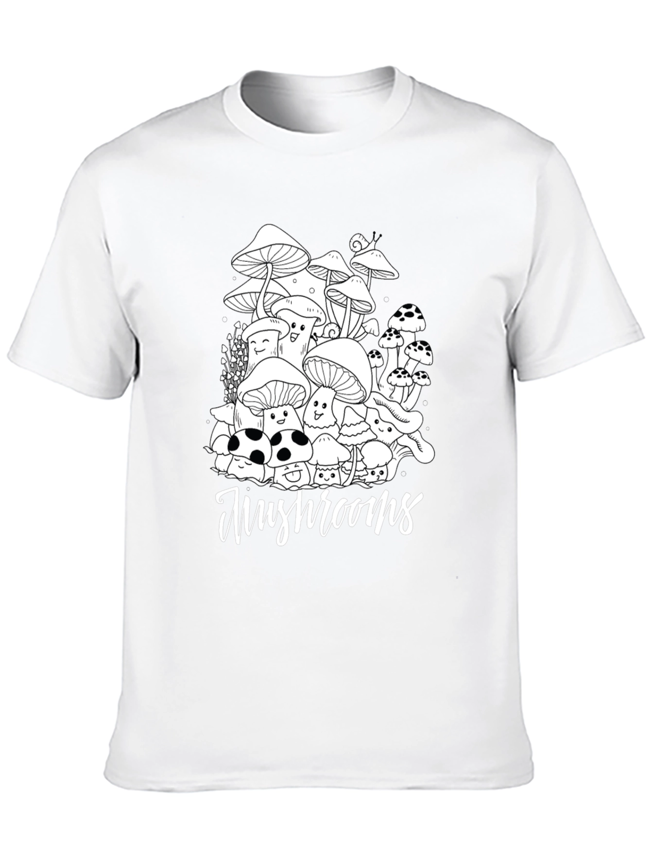 Black Mushroom Graphic Tee - Black Cotton Casual T-Shirt view 10