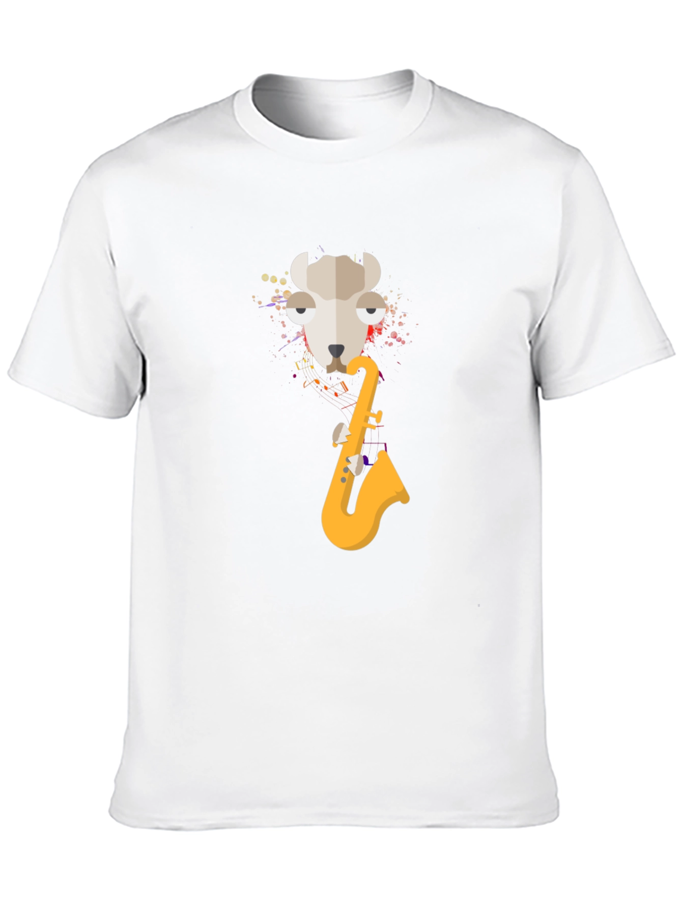 Black Cool Llama Saxophone Black T-Shirt view 10