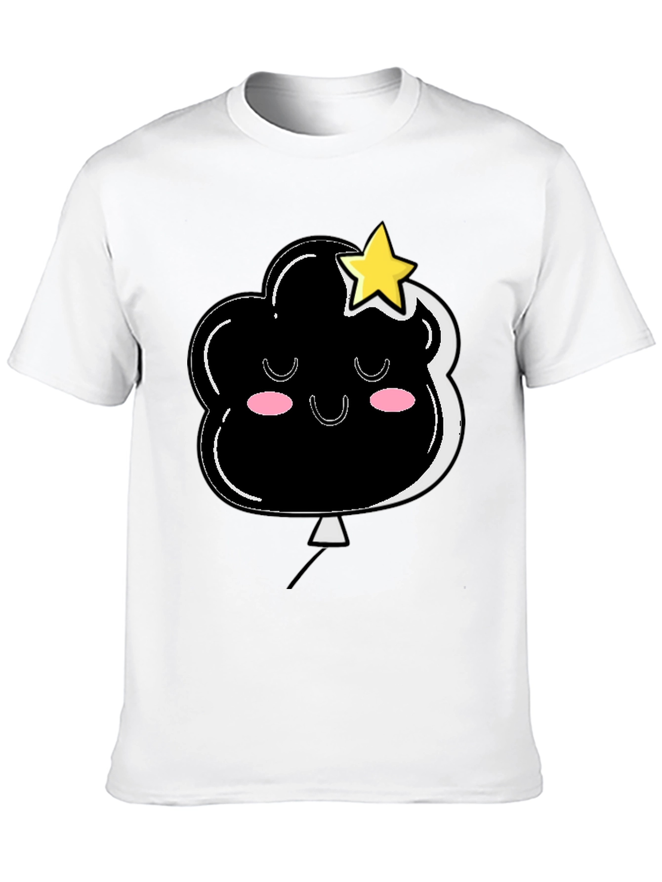 Black Cute Cloud & Star Graphic Black T-Shirt view 10