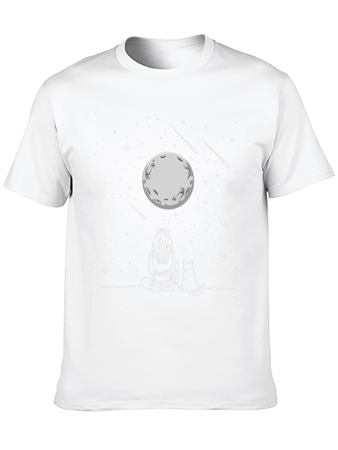 Black Moon Gazing Cat T-Shirt -  Unisex Tee view 10