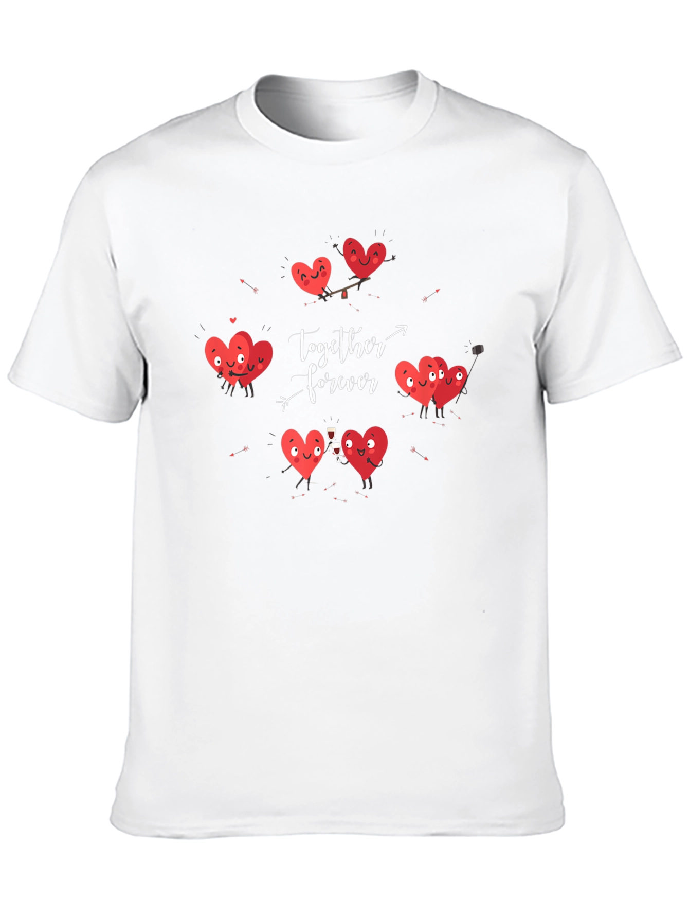 Black Hearts Together Forever Valentine's Day T-Shirt view 10