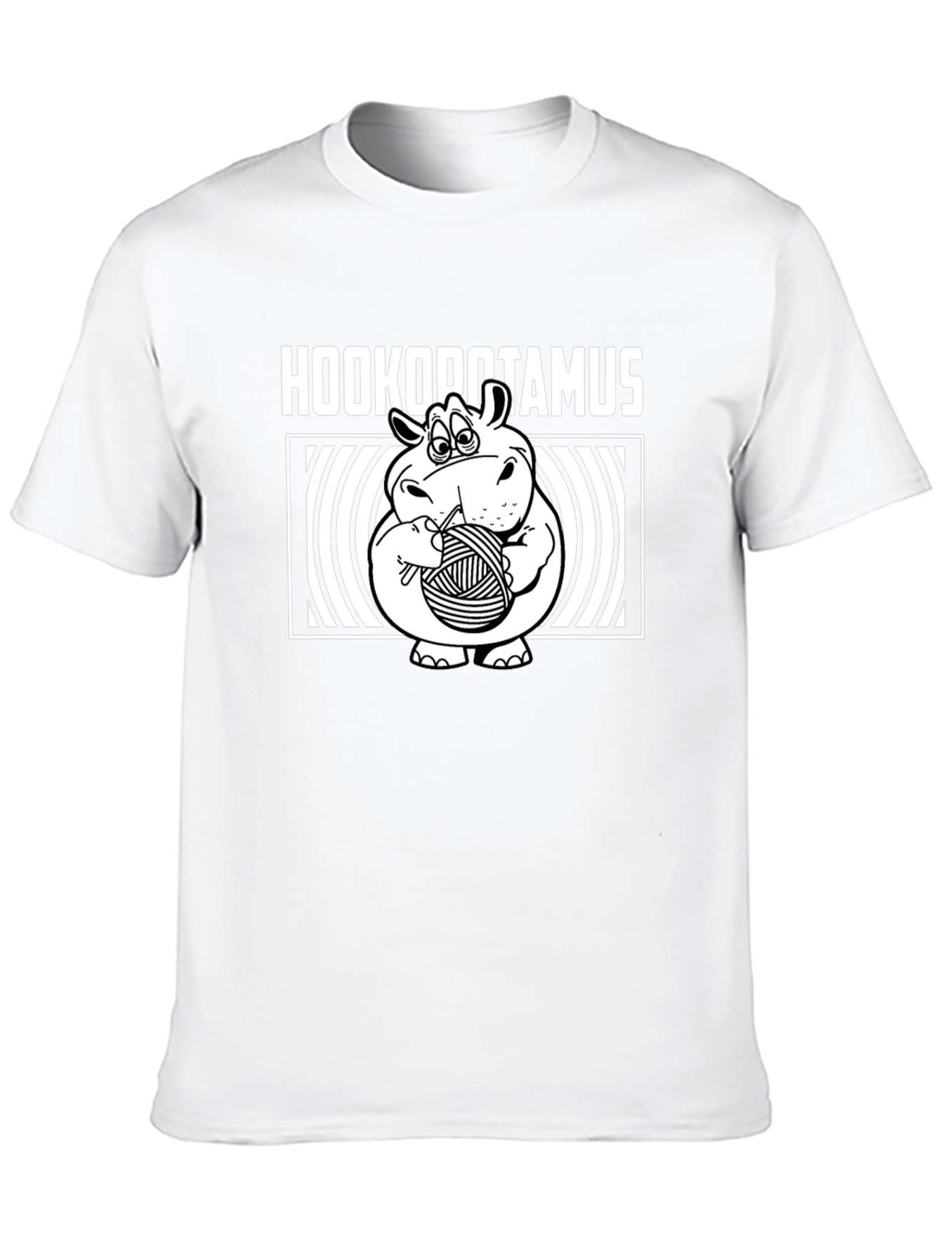 Black Hookopotamus T-Shirt: Funny Crochet Hippo Tee view 10