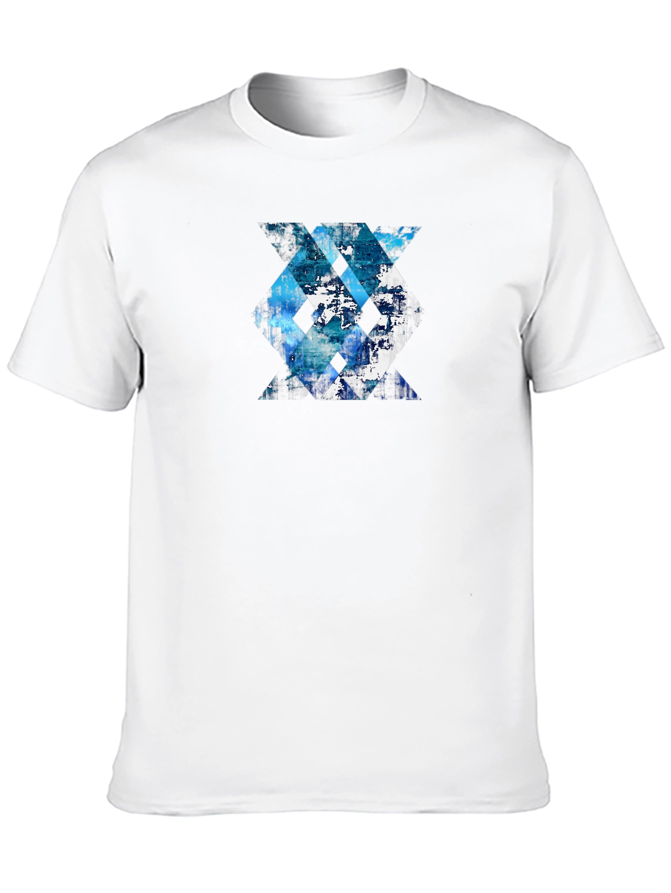 Black Abstract Geometric Tee - Blue Design view 10