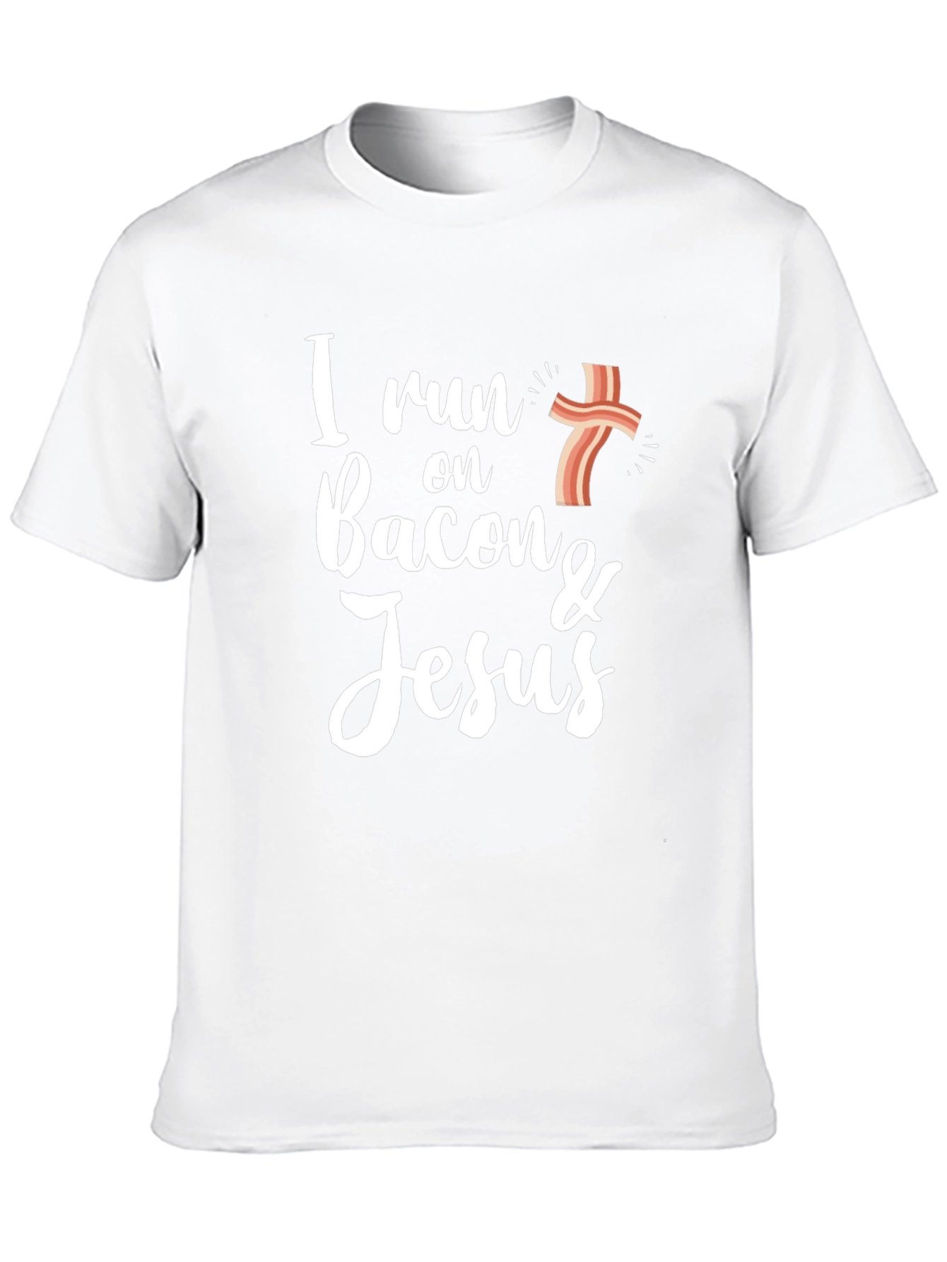Black I Run on Bacon & Jesus Black Graphic T-Shirt view 10