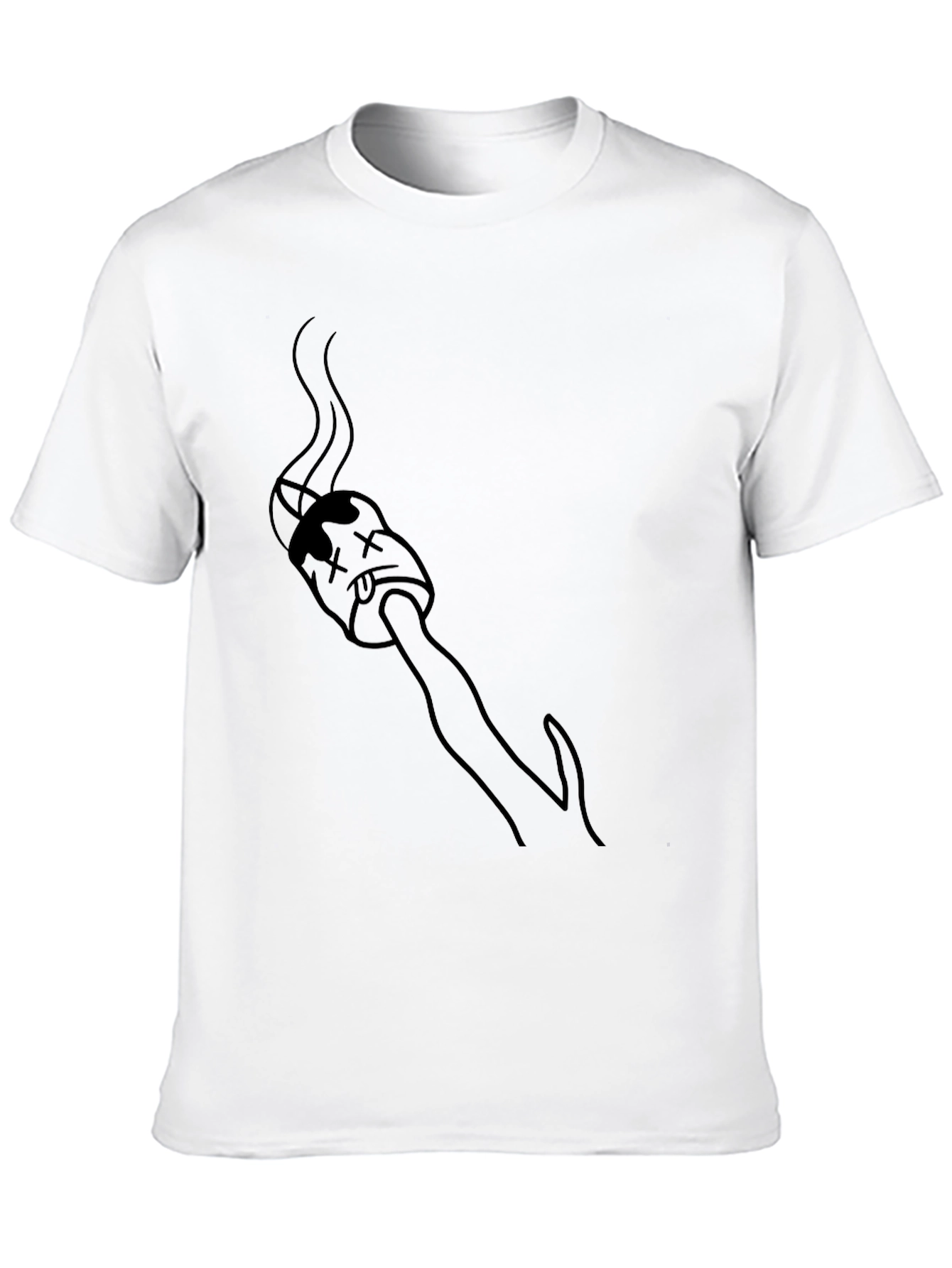 Black Graphic Tee - Smoking Marshmallow Design - 10