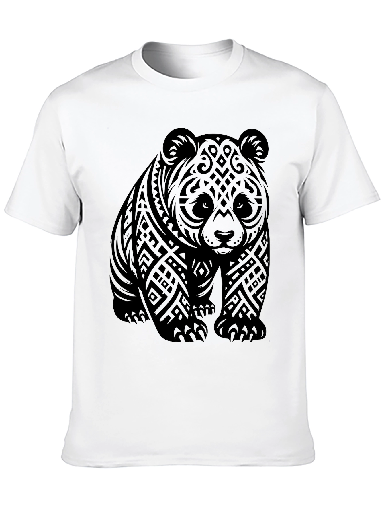 Black Tribal Panda Graphic Tee - Men's Black T-Shirt view 10