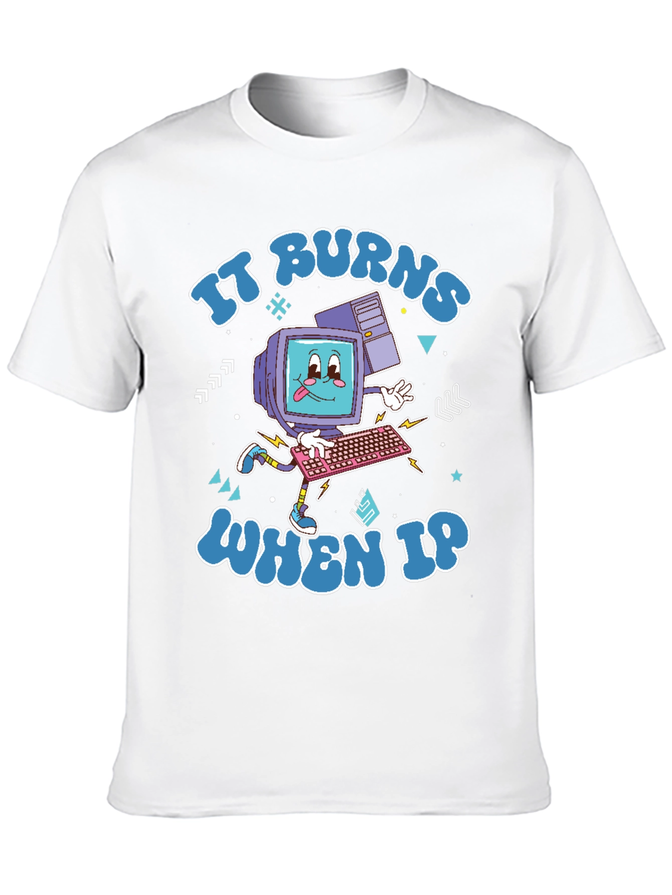 Black It Burns When IP Retro Computer Graphic Tee view 10