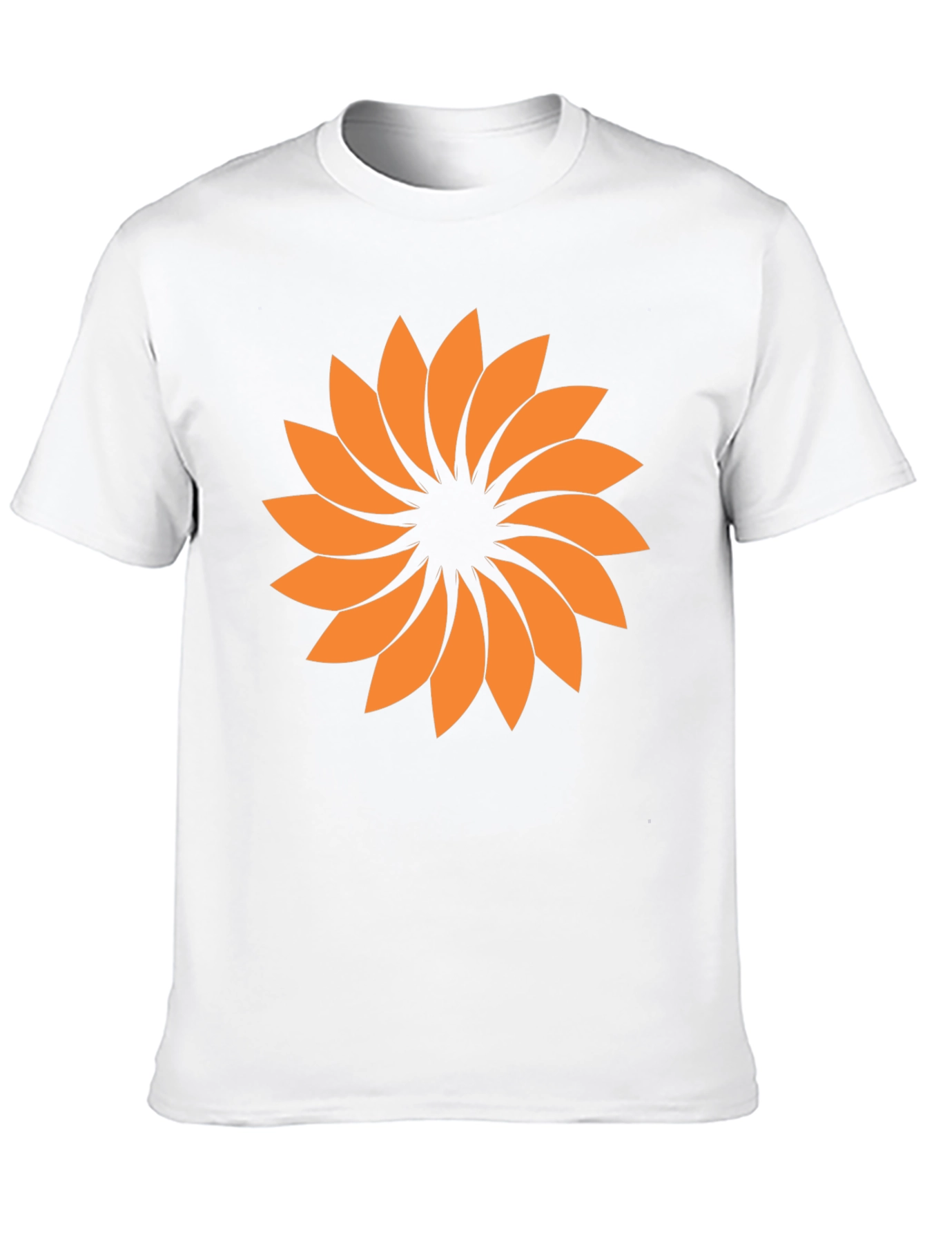 Black Abstract Orange Flower Graphic T-Shirt - Casual Style view 10
