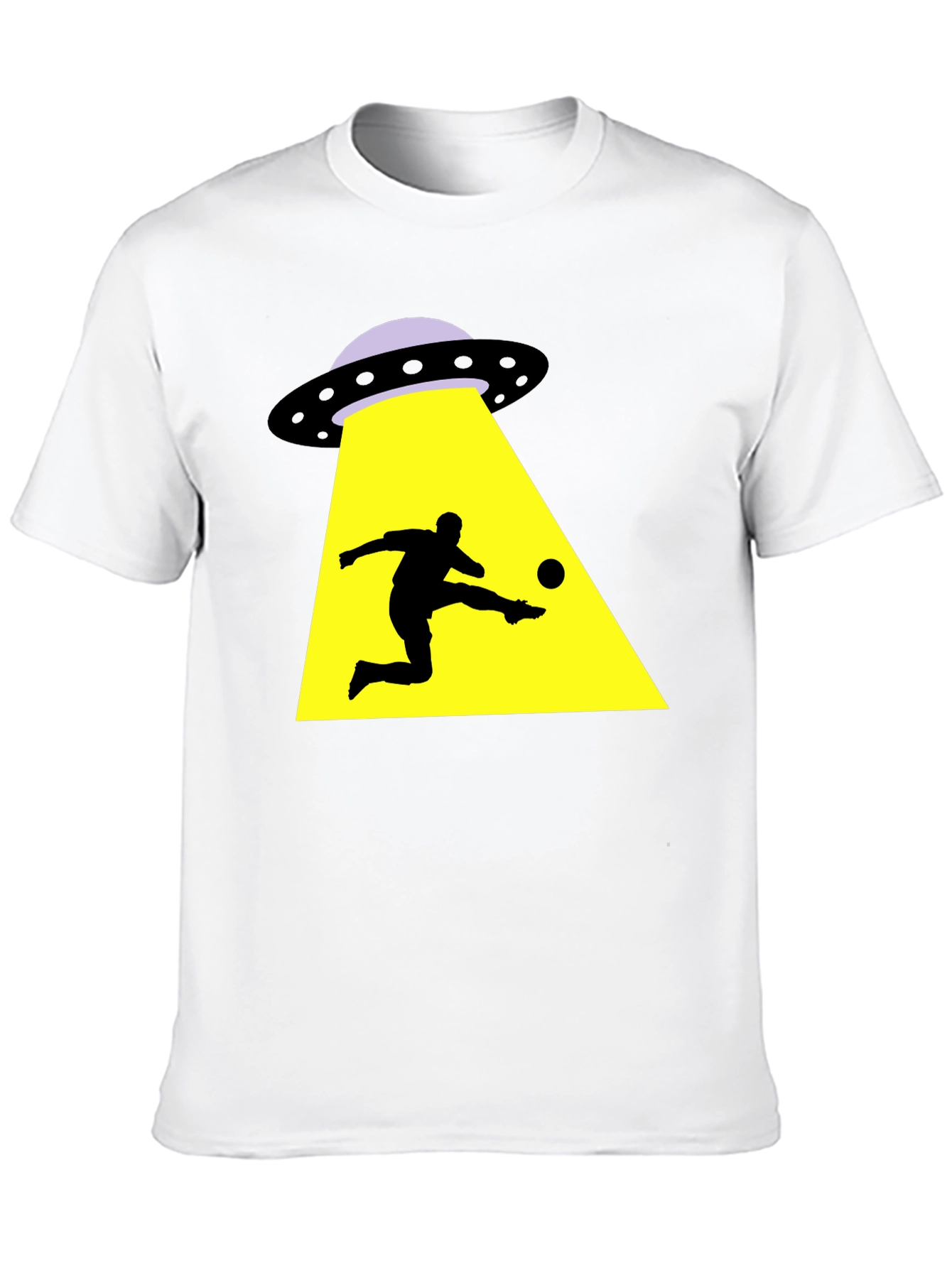 Black Alien Abduction Soccer T-Shirt - Black Cotton Tee view 10
