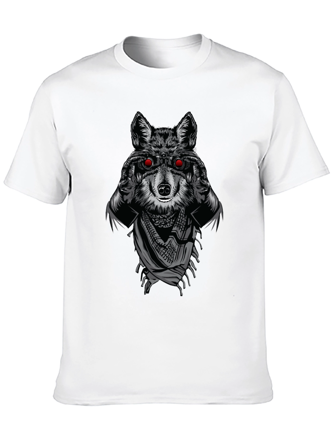 Black Wolf with Binoculars Graphic T-Shirt view 10
